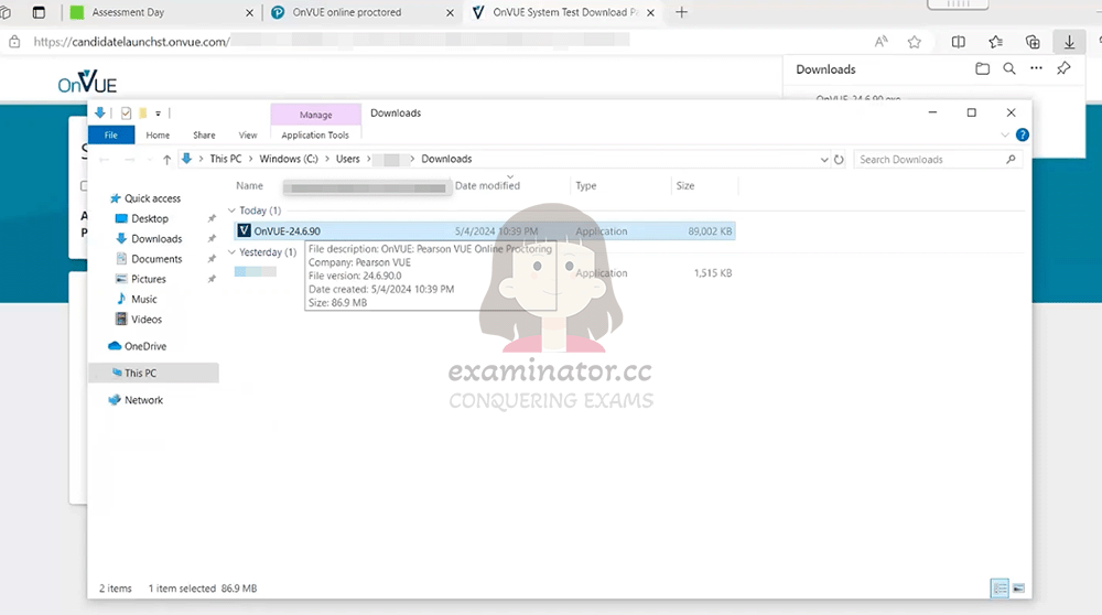 破解OnVUE进行作弊代考: 通过双击运行OnVUE可执行文件。