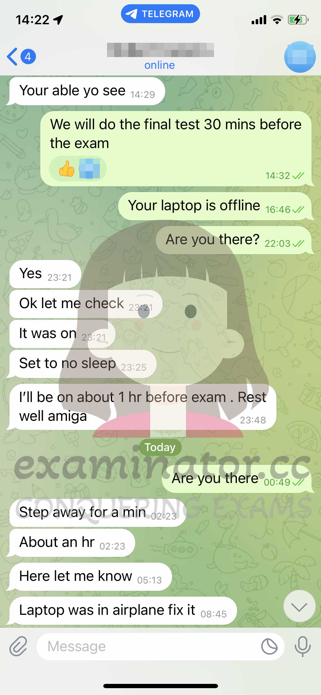 GRE代考保分成功案例#606的与客户对话截图