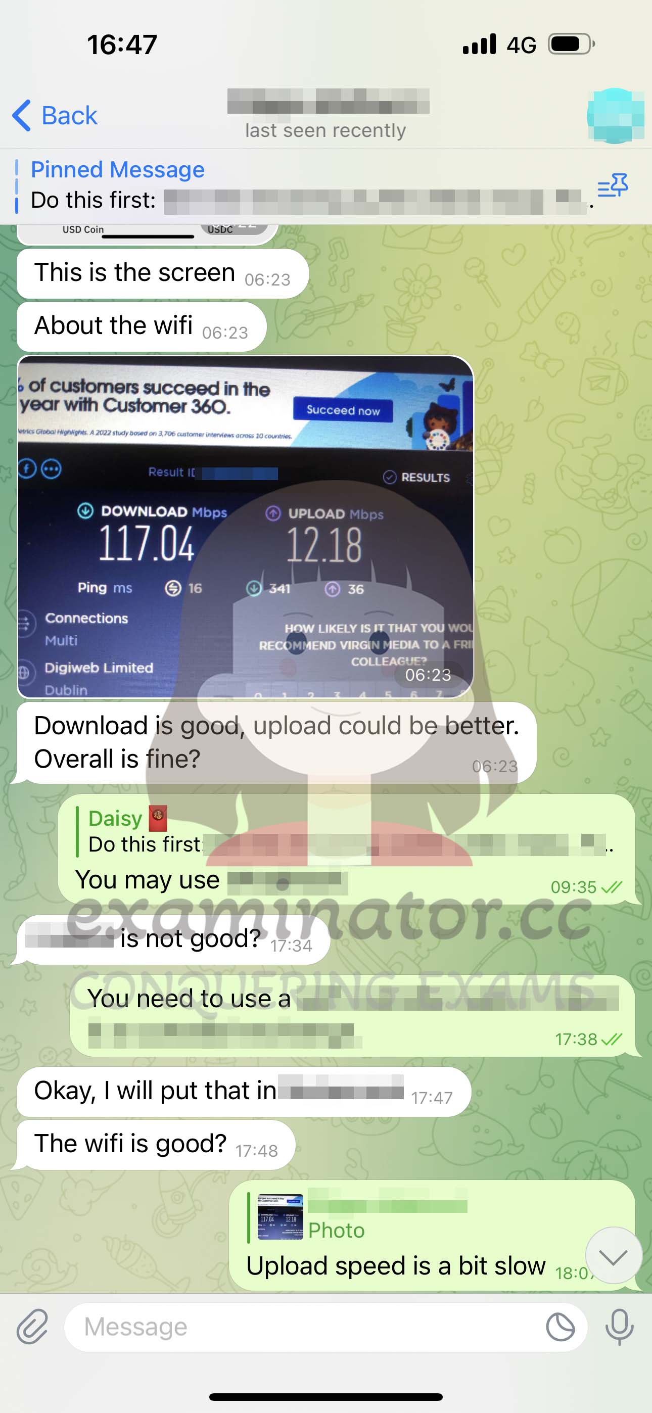 GMAT代考保分成功案例#568的与客户对话截图