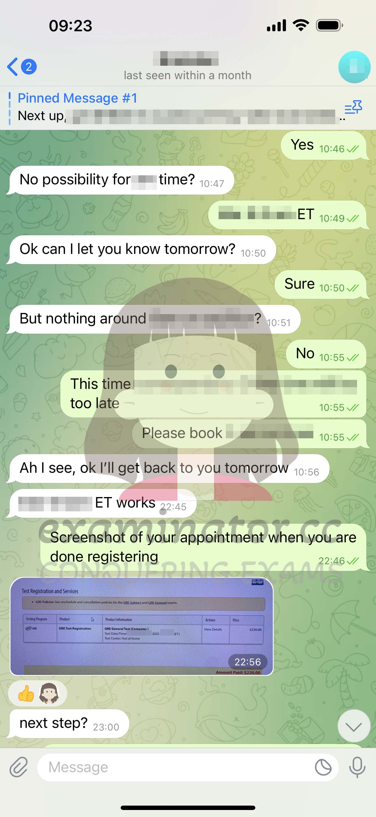 [GRE代考保分]成功案例#353的对话截图