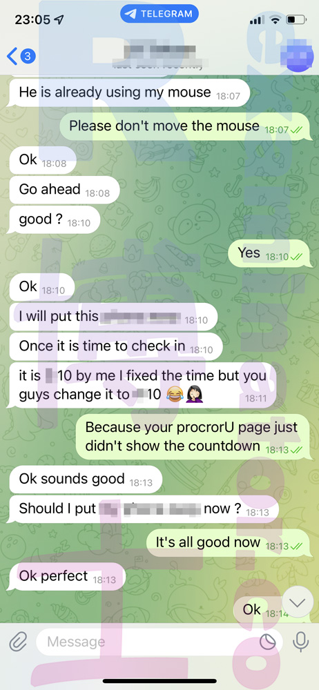 GRE代考保分成功案例#455的与客户对话截图