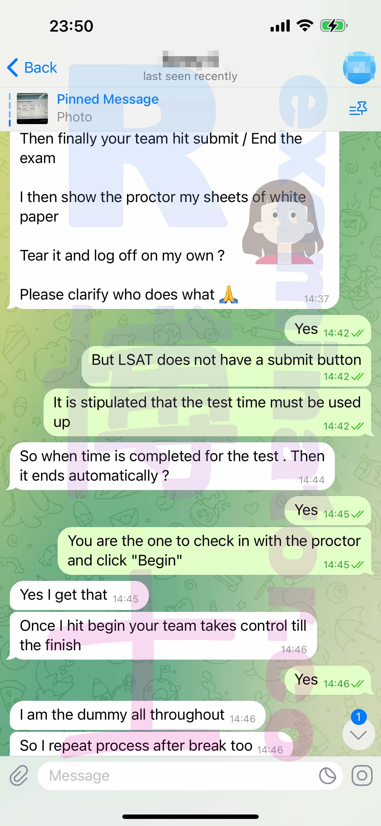 LSAT代考保分成功案例#482的与客户对话截图