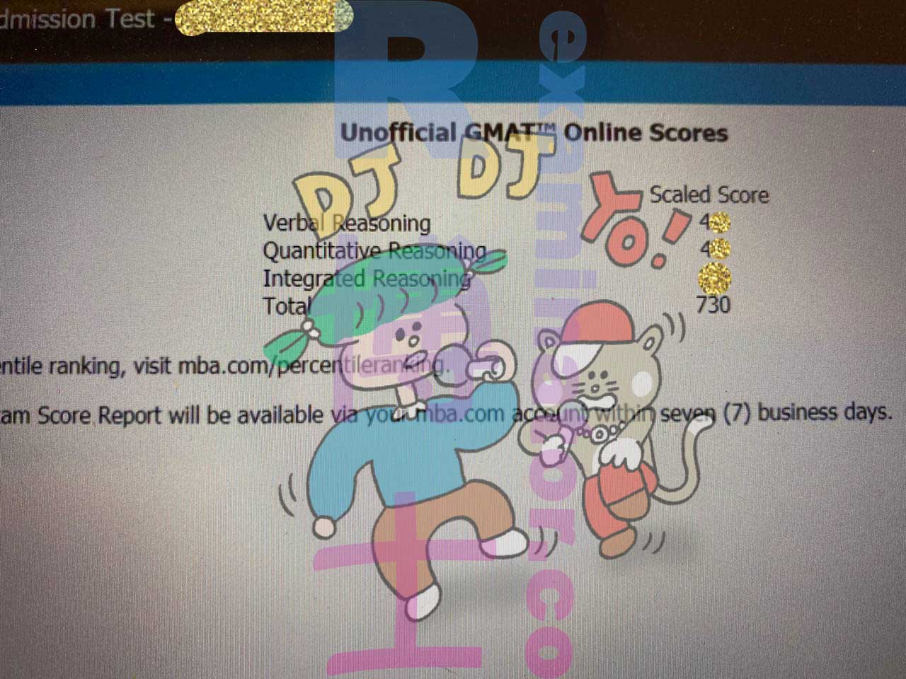 730 on the GMAT Online! Note that it's our test takers that get to decide the order of sections! 😉