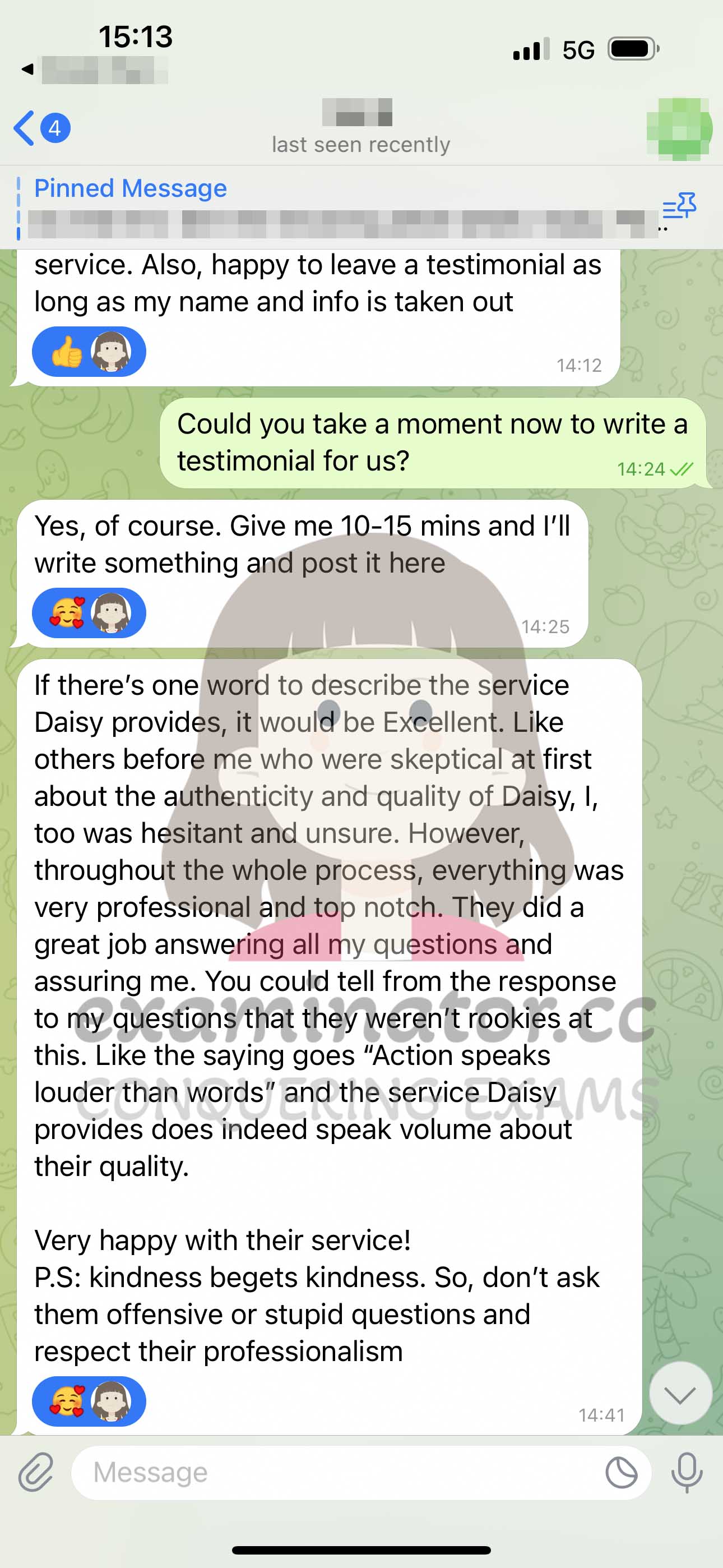 GMAT代考保分成功案例#615的与客户对话截图