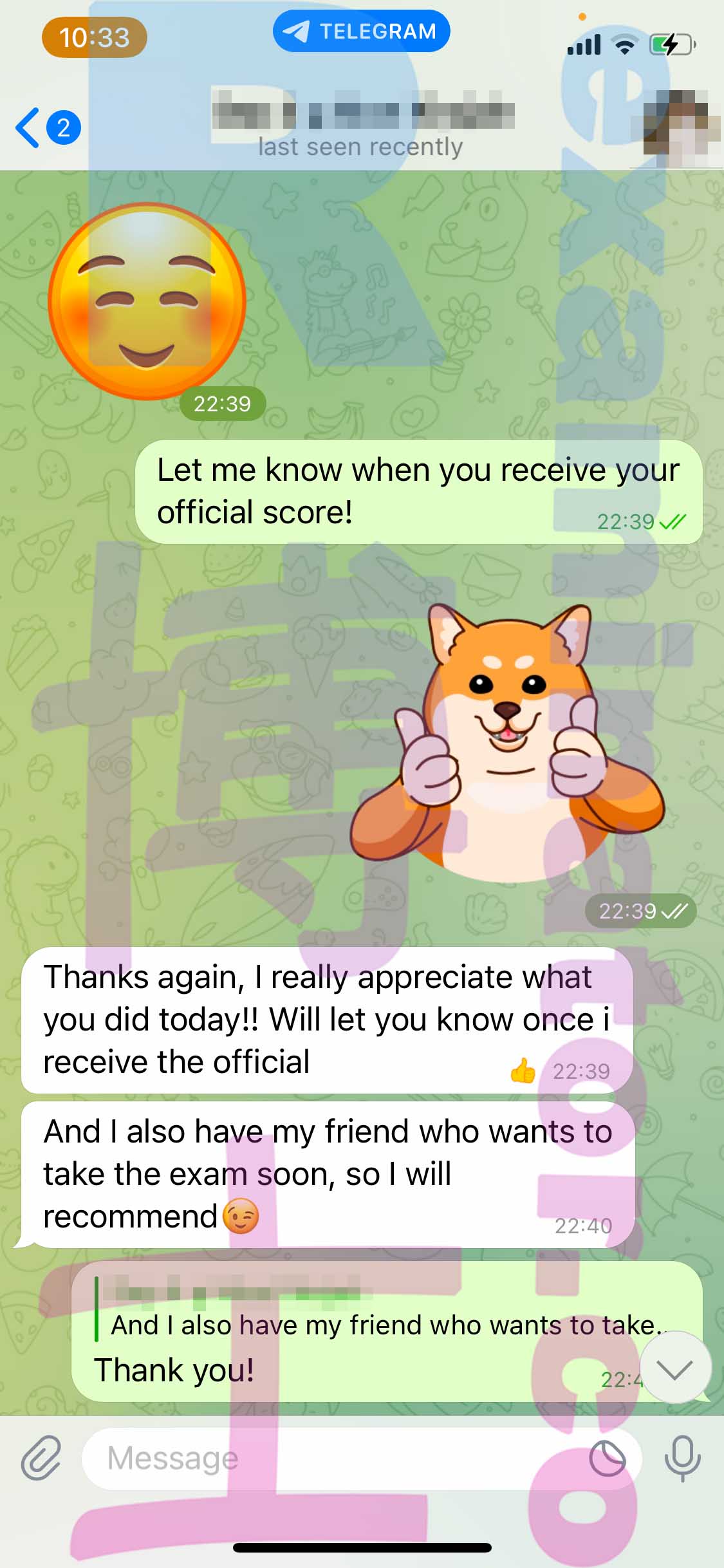 GMAT代考保分成功案例#398的与客户对话截图