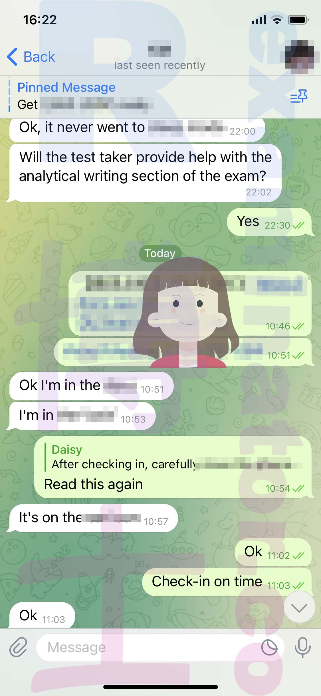 GRE代考保分成功案例#550的与客户对话截图