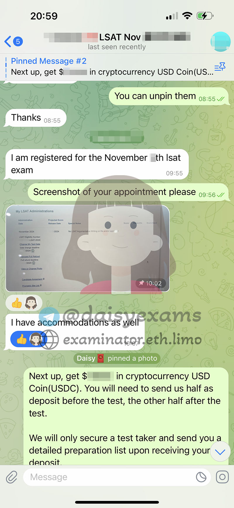 美国 LSAT 代考客户预约考试1