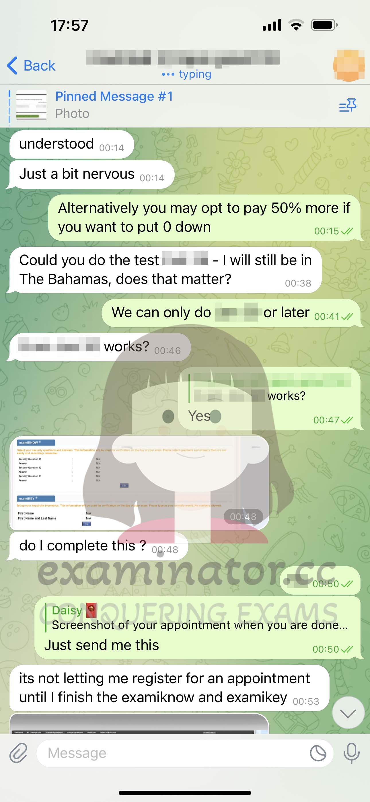 GMAT代考保分成功案例#556的与客户对话截图