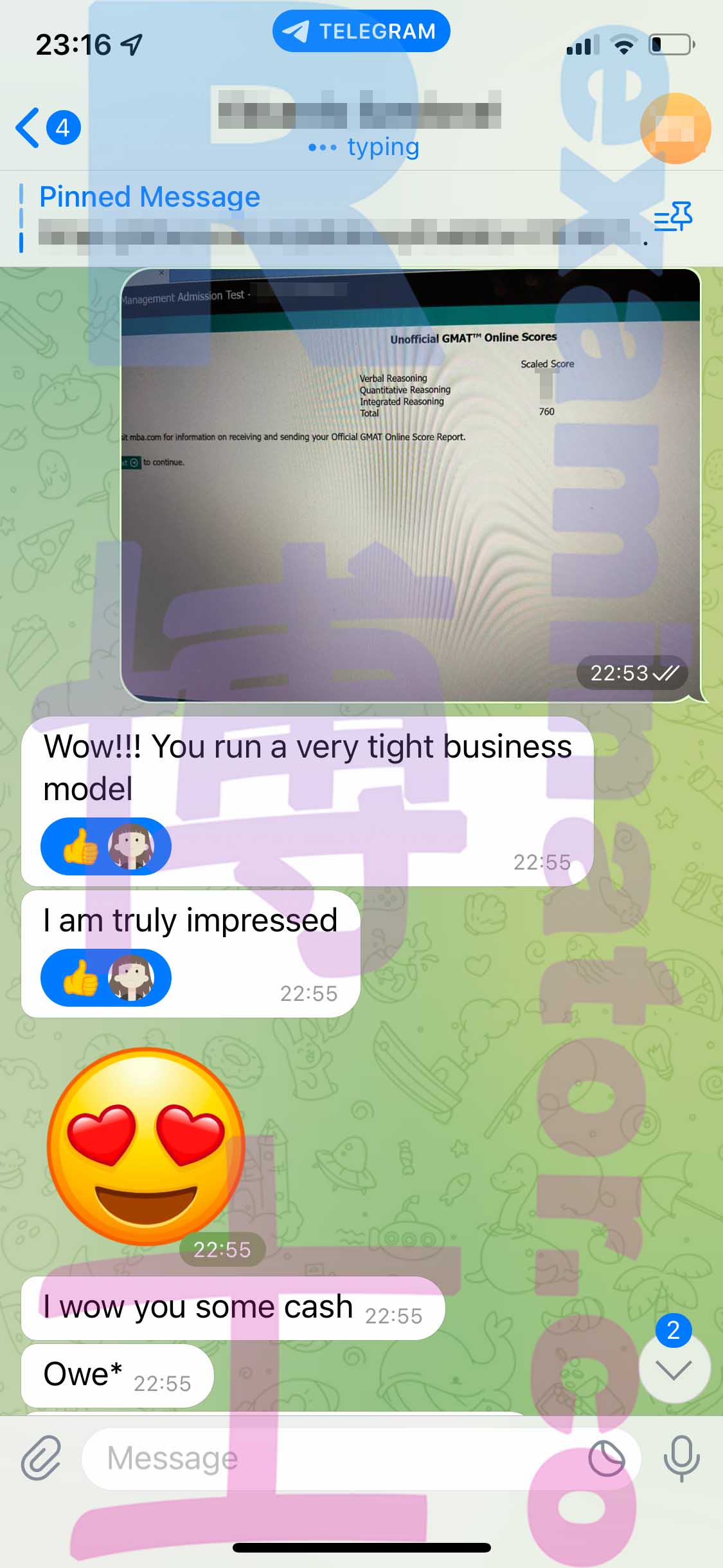 GMAT代考保分成功案例#451的与客户对话截图