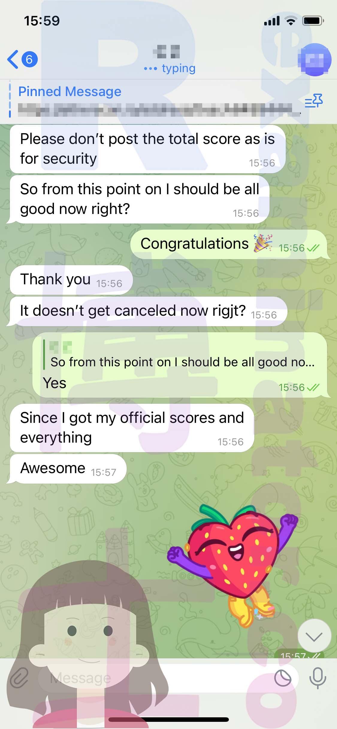 GRE代考保分成功案例#508的与客户对话截图