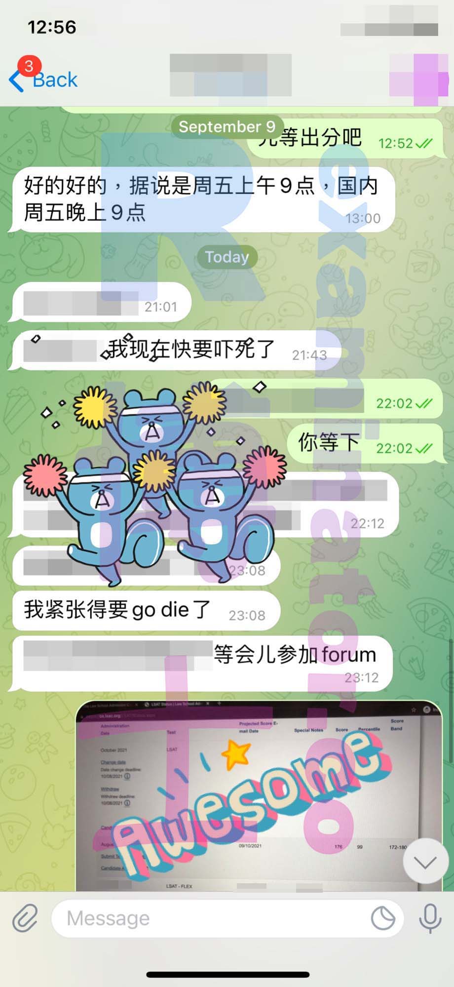 LSAT代考保分成功案例#192的与客户对话截图
