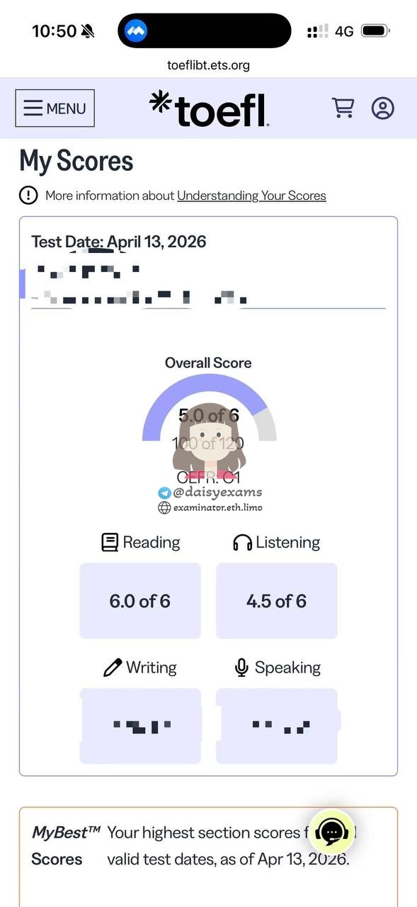 最新TOEFL成绩批次 — 杰出成果!