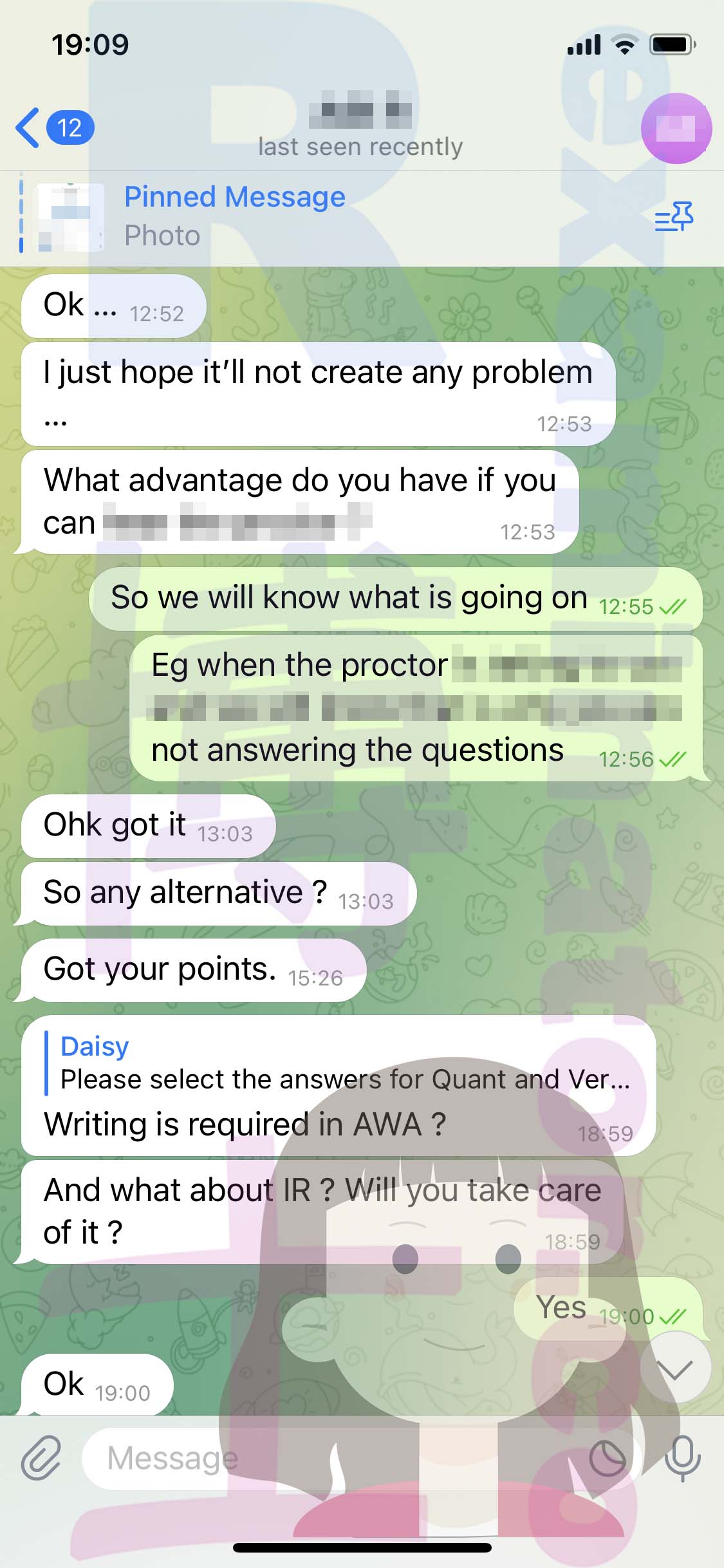 GMAT代考保分成功案例#499的与客户对话截图