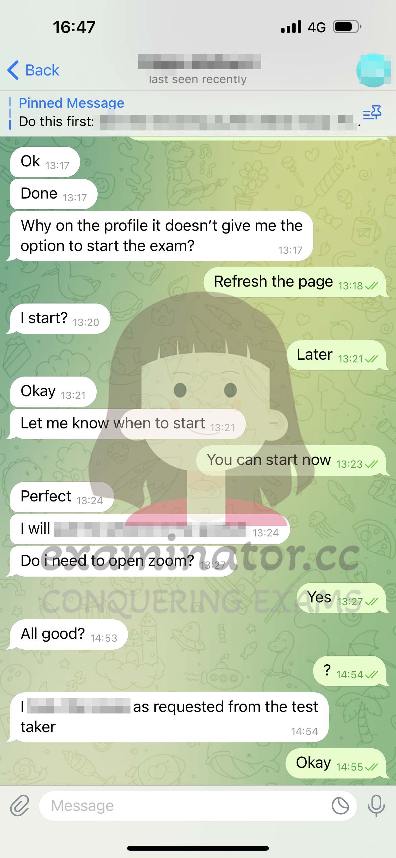 GMAT代考保分成功案例#568的与客户对话截图
