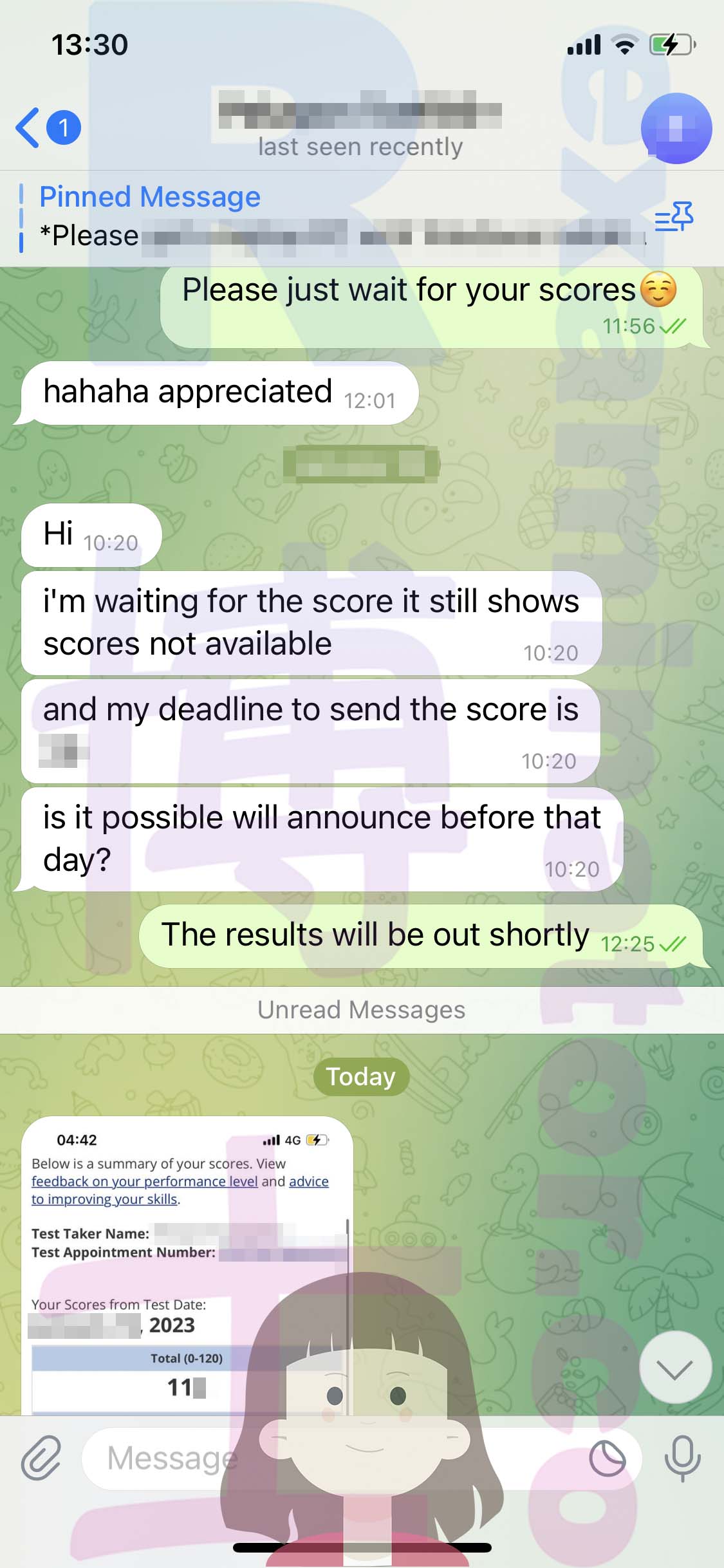 托福代考保分成功案例#542的与客户对话截图
