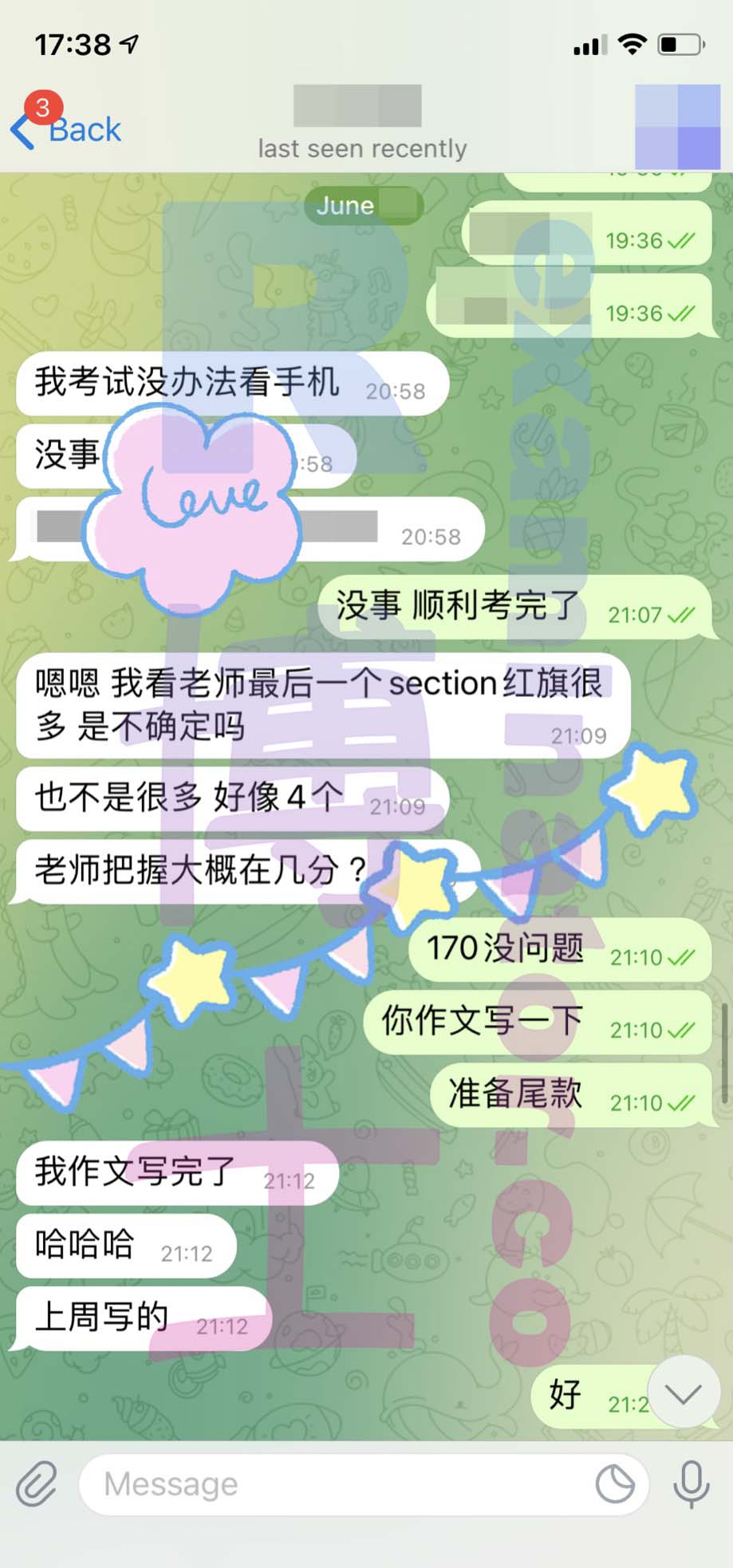 LSAT代考保分成功案例#163的与客户对话截图