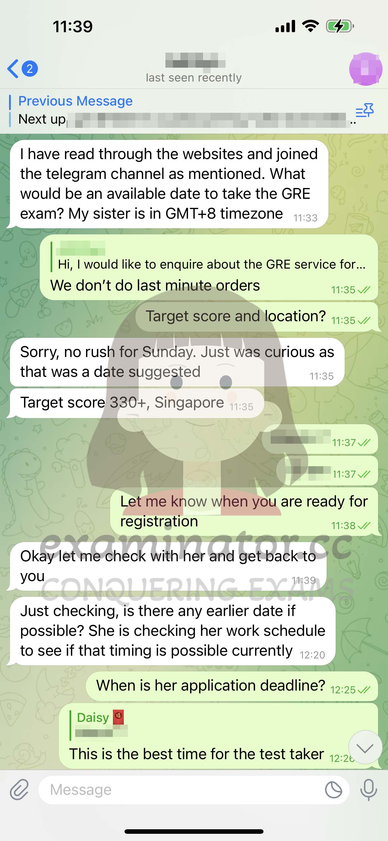 [GRE代考保分]成功案例#352的对话截图