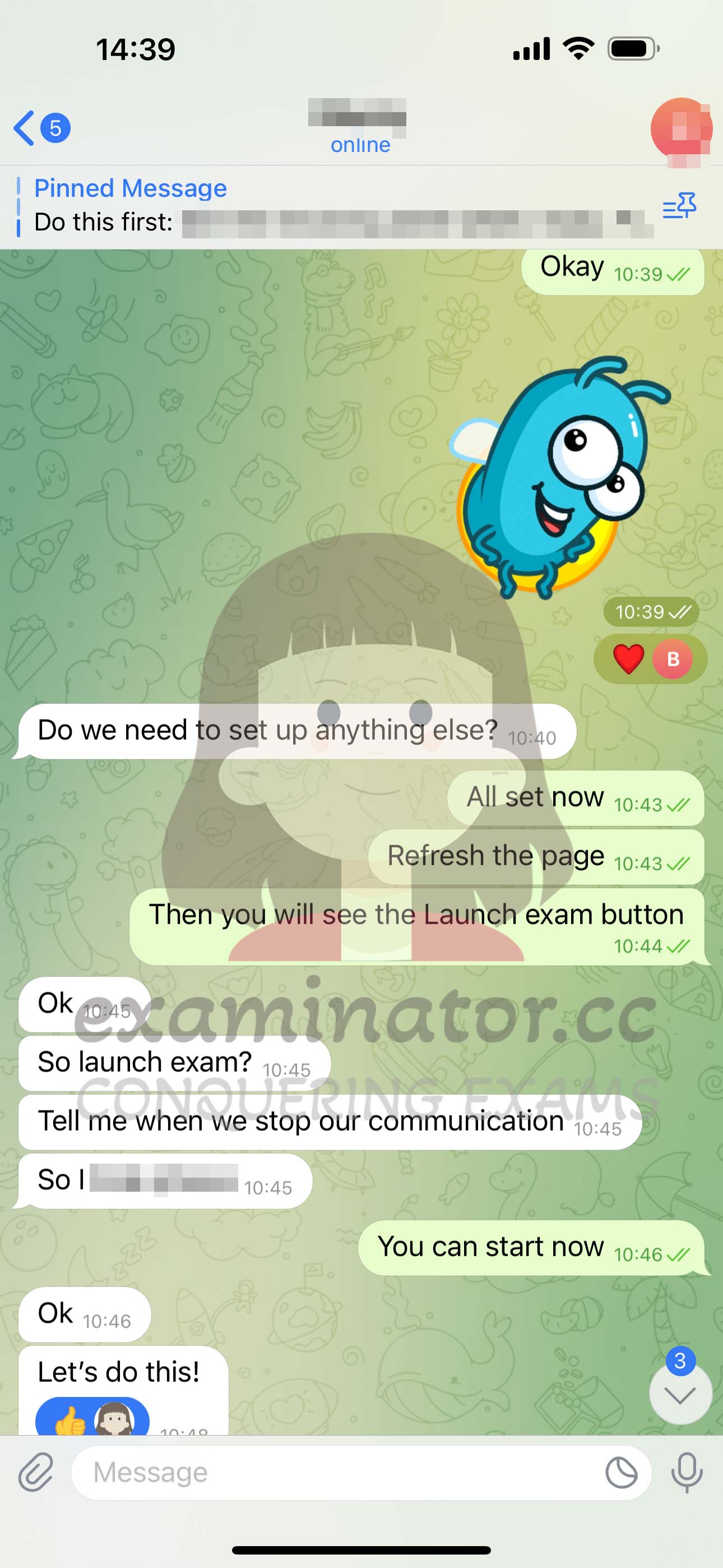 GMAT代考保分成功案例#564的与客户对话截图
