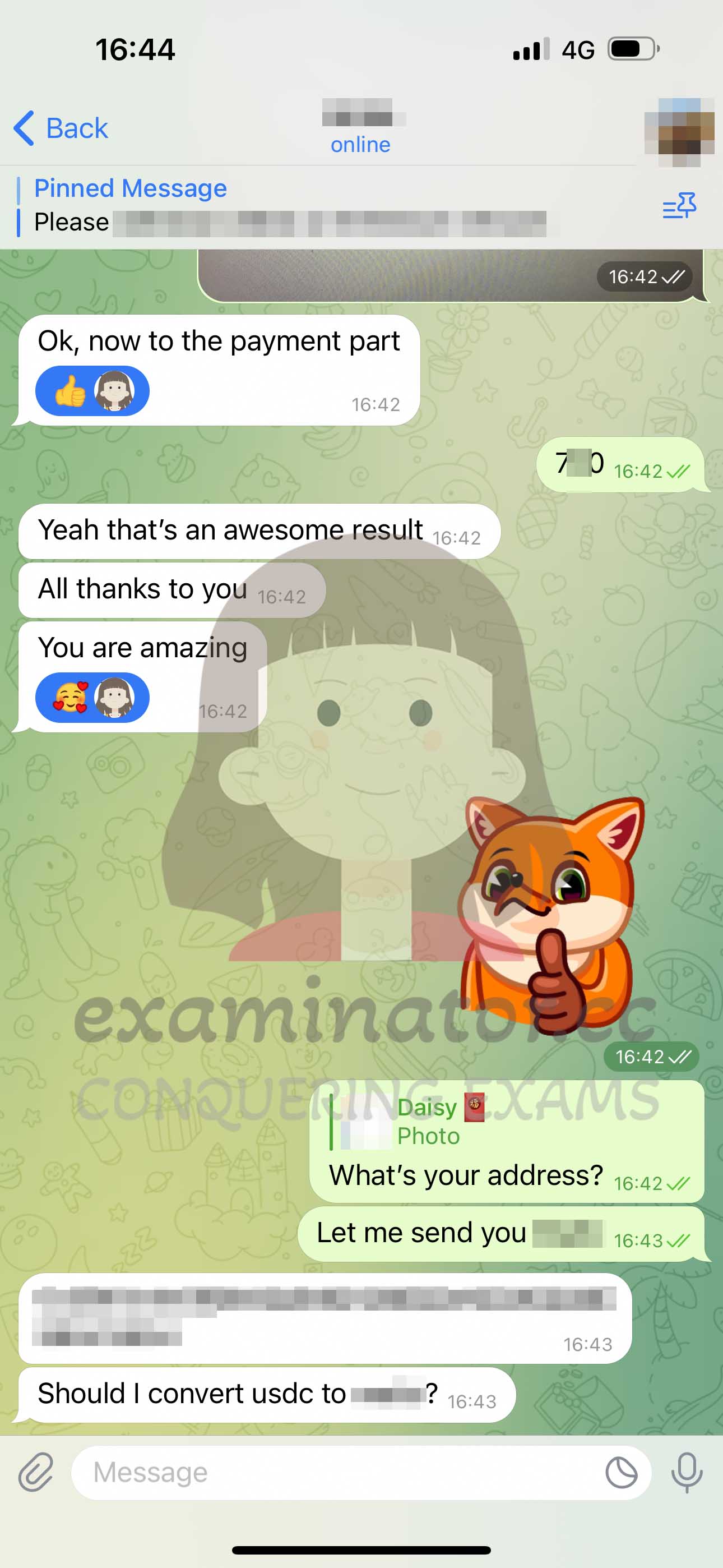 GMAT代考保分成功案例#613的与客户对话截图