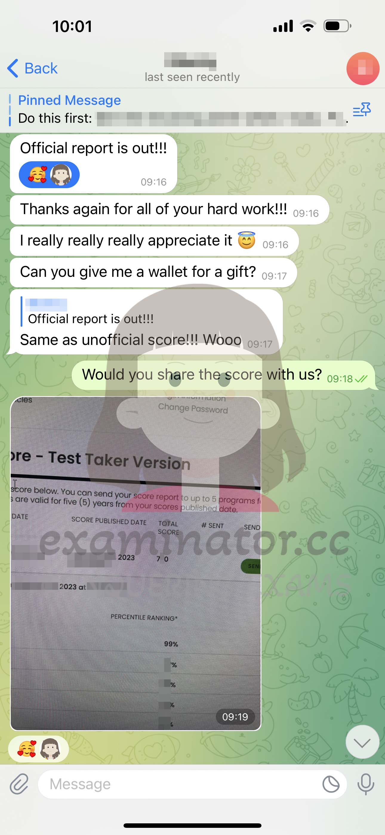 GMAT代考保分成功案例#582的与客户对话截图