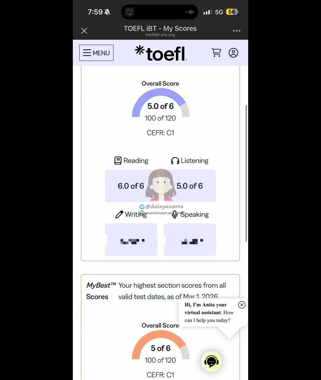 托福代考保分成功案例#726的与客户对话截图