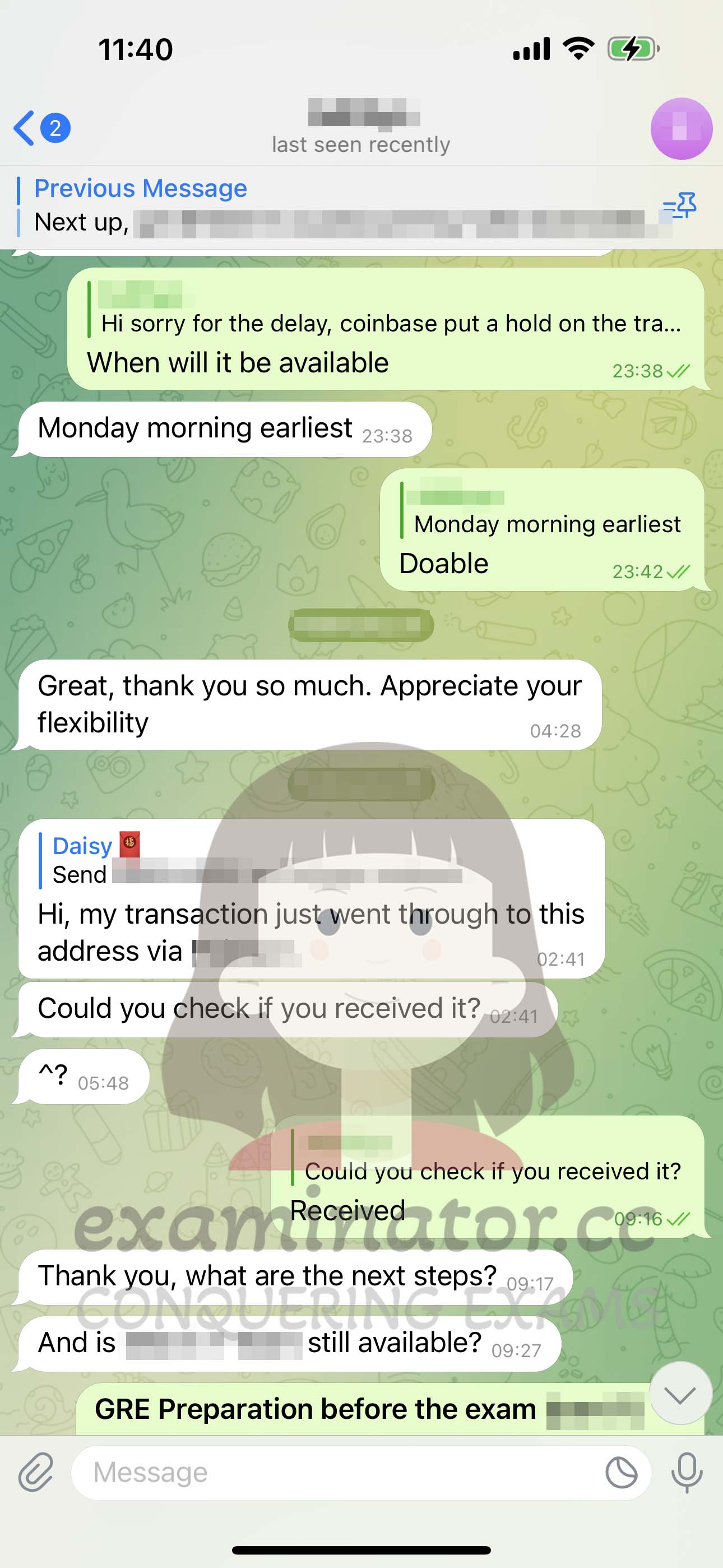 [GRE代考保分]成功案例#352的对话截图