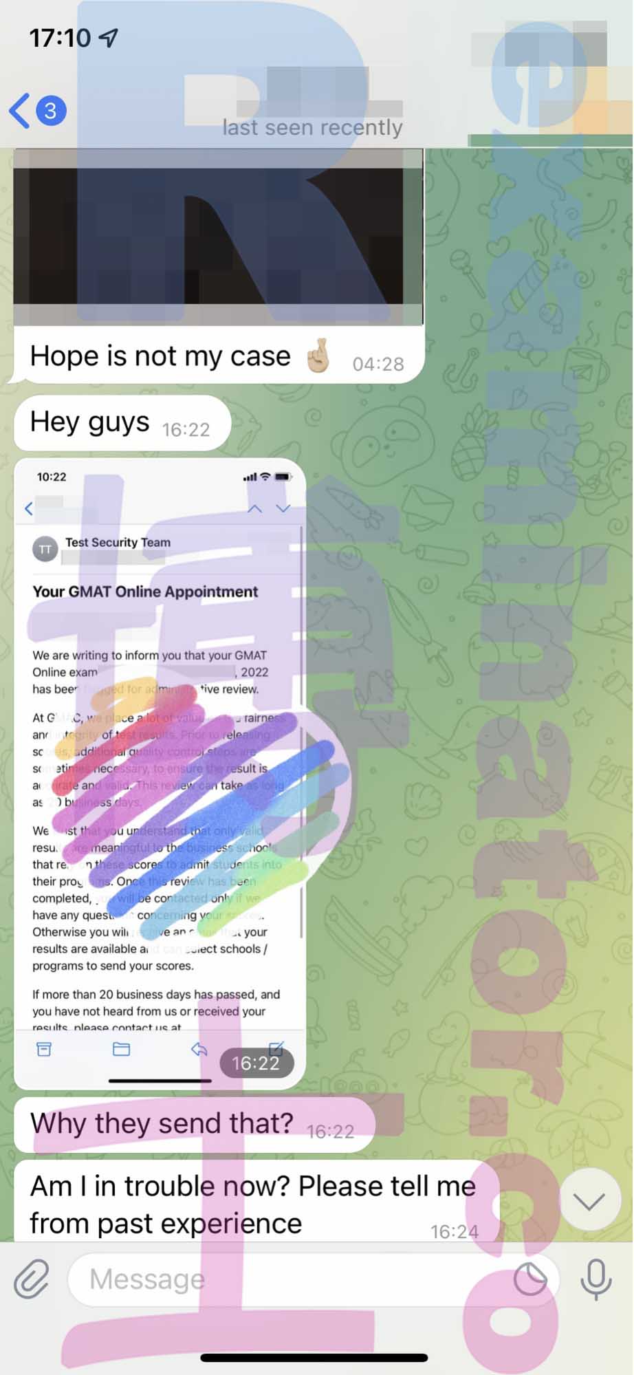 GMAT代考保分成功案例#315的与客户对话截图