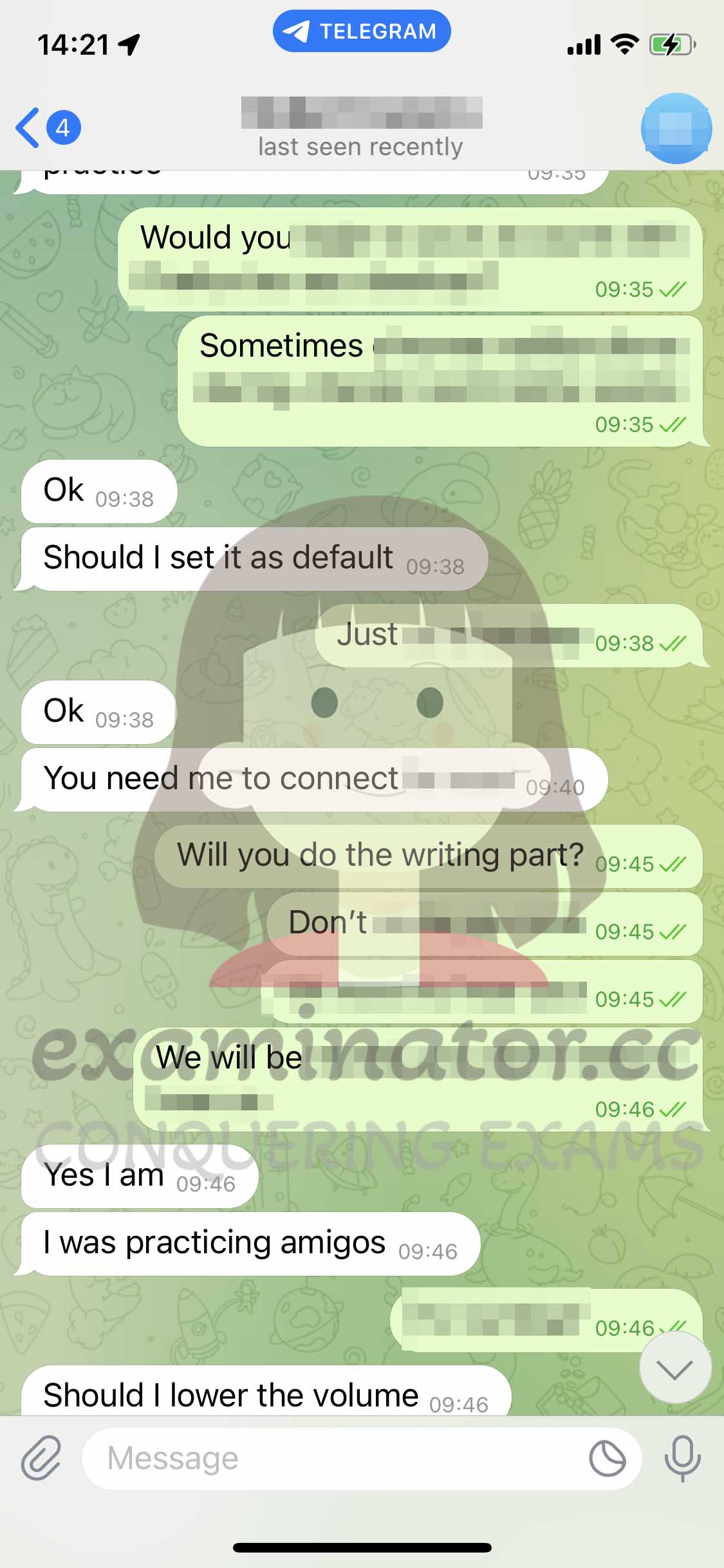 GRE代考保分成功案例#606的与客户对话截图