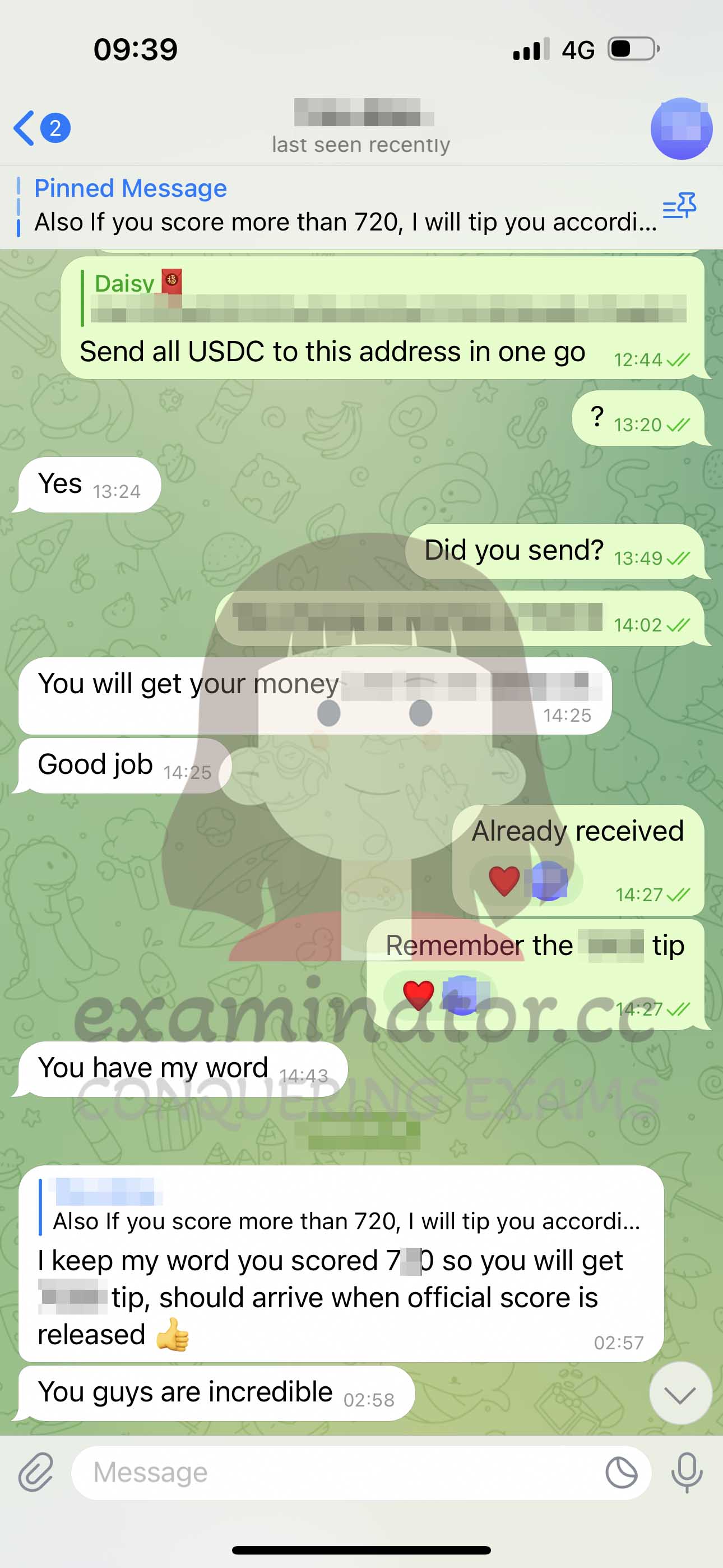 GMAT代考保分成功案例#595的与客户对话截图