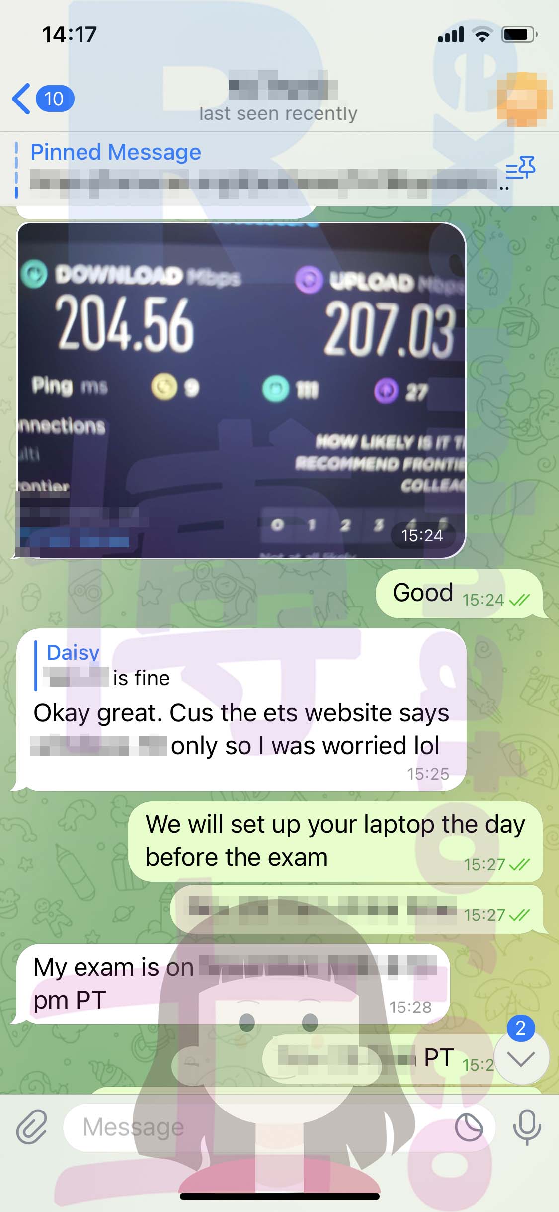 GRE代考保分成功案例#516的与客户对话截图