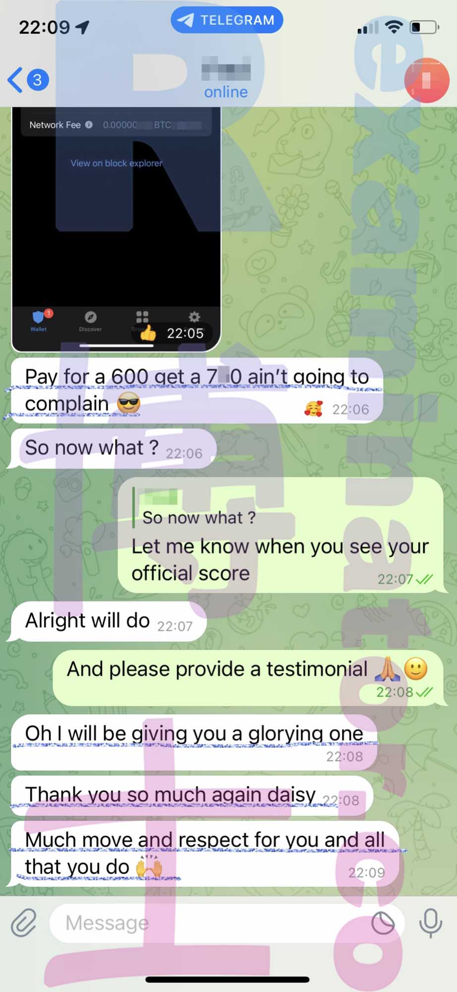 GMAT代考保分成功案例#367的与客户对话截图