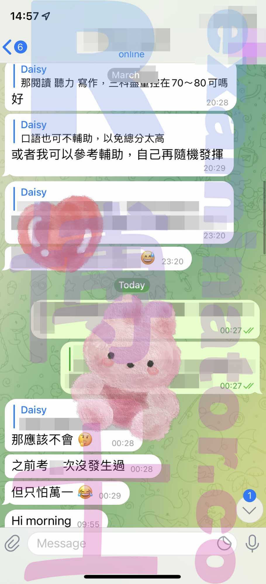 托福代考保分成功案例#284的与客户对话截图
