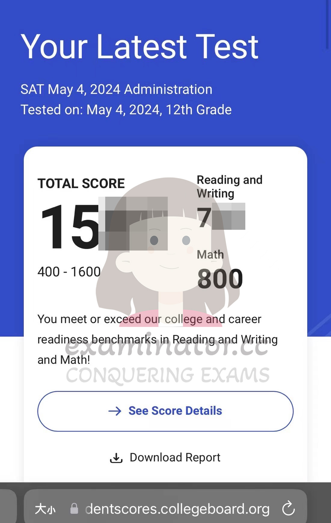May 4, 2024 Digital SAT Scores Released! Customer got 100+ more than expected!😎
