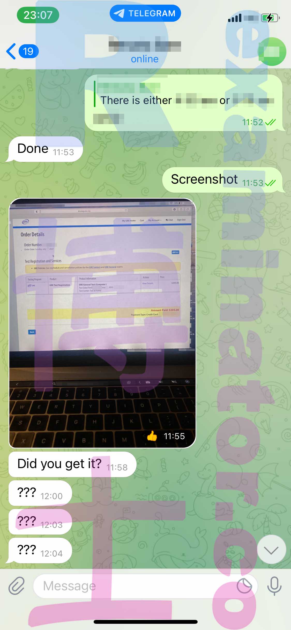 [GRE代考保分]成功案例#214的对话截图