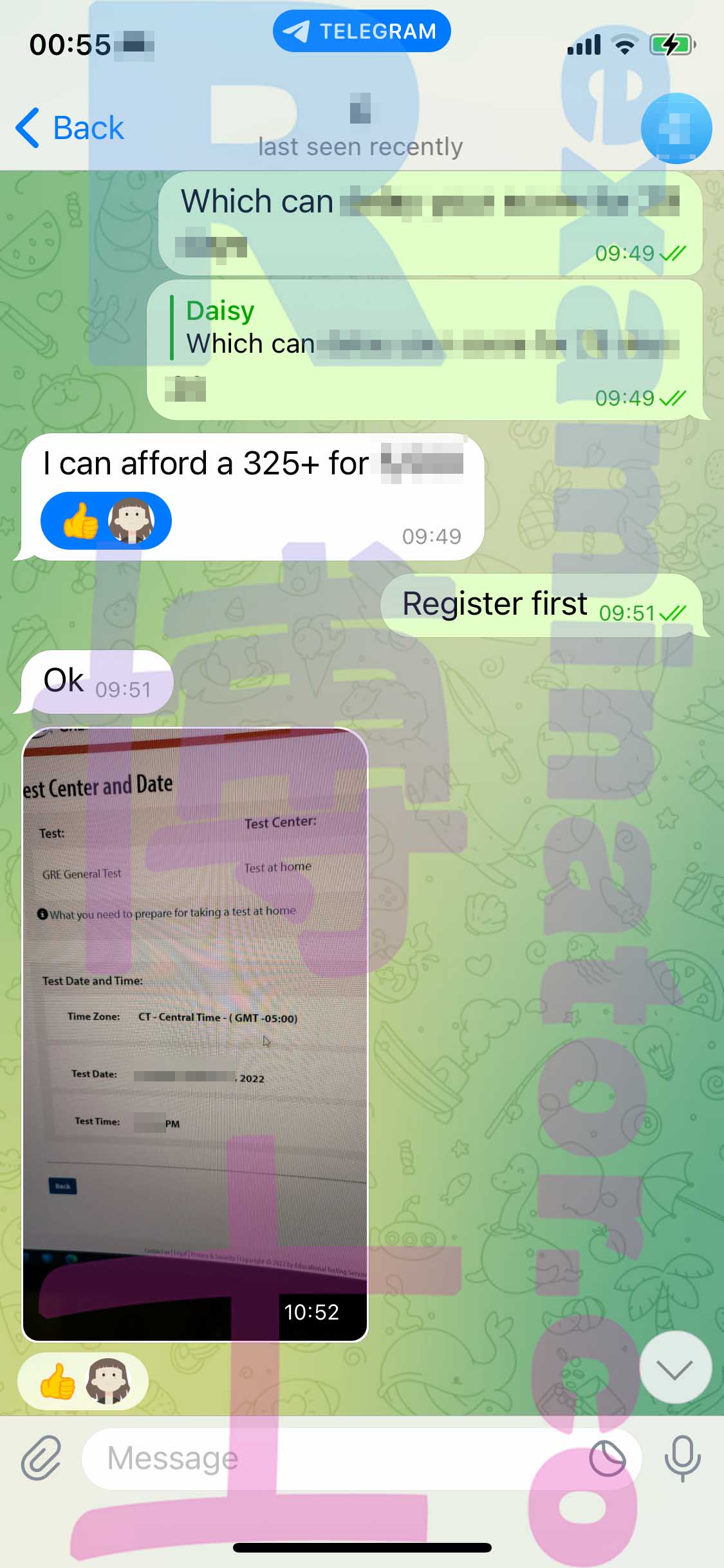 [GRE代考保分]成功案例#274的对话截图