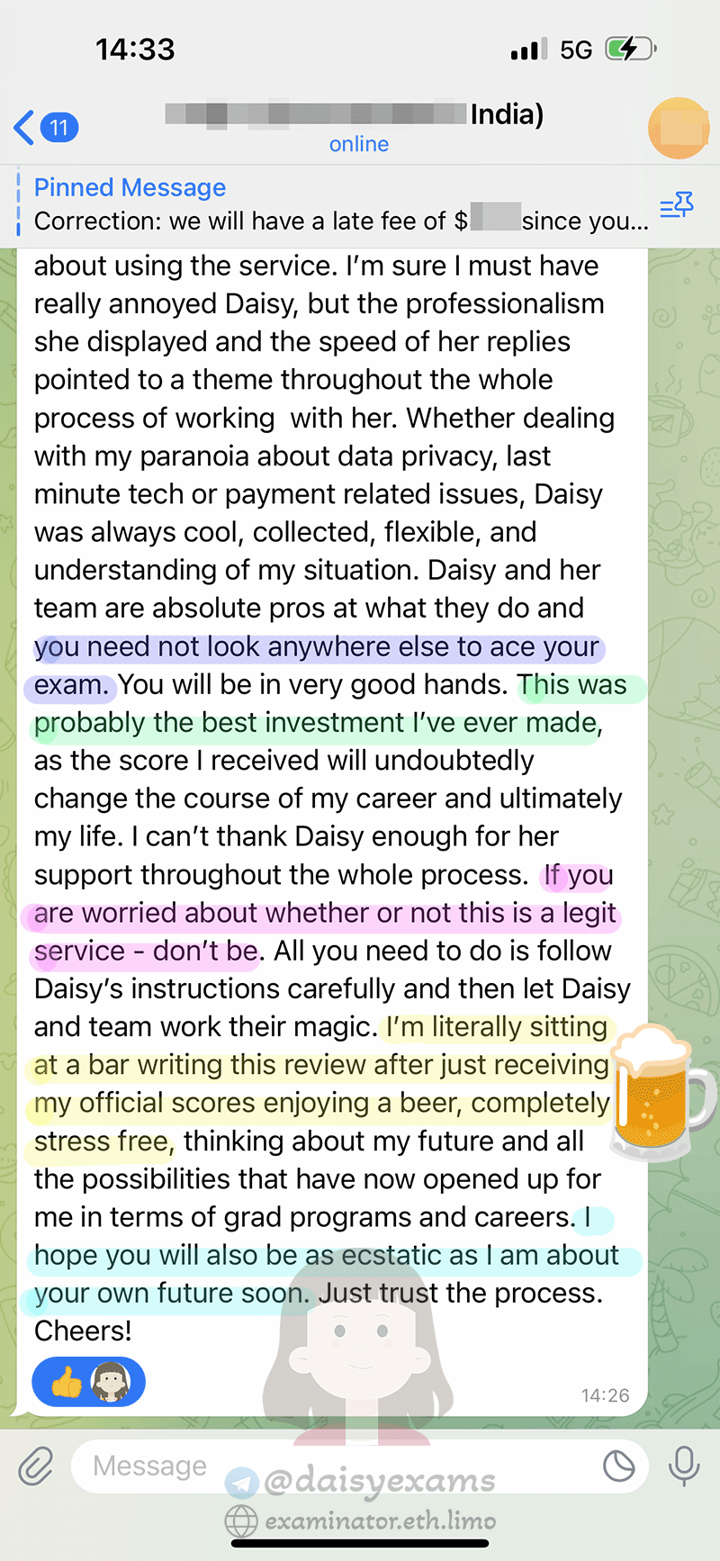 印度客户对GRE代考服务的感激之情