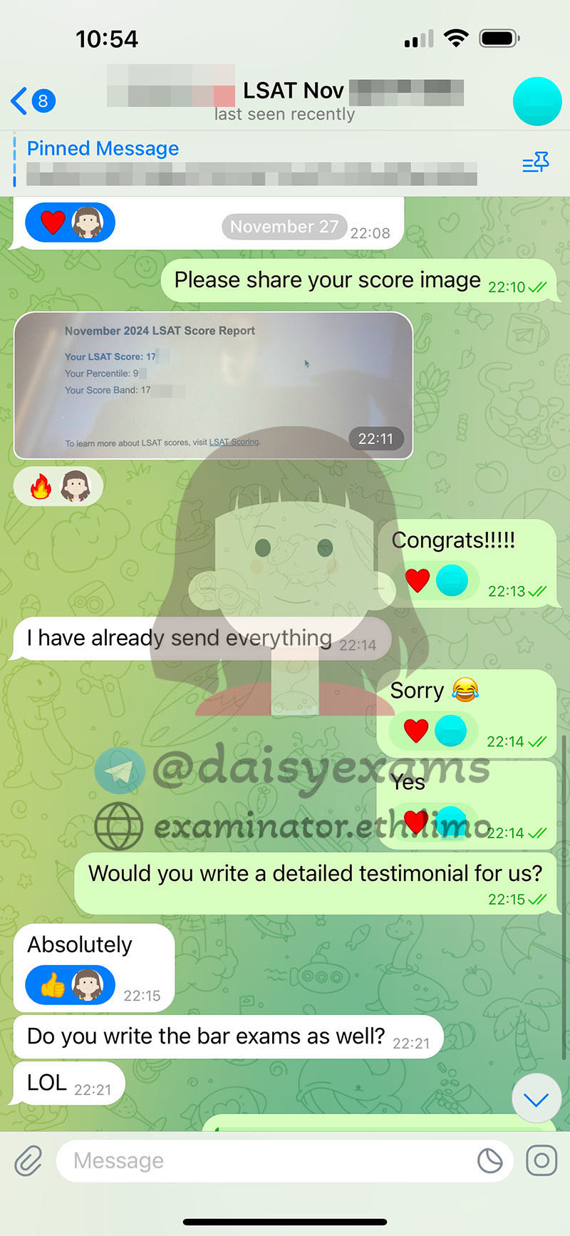 美国 LSAT 代考客户分数2