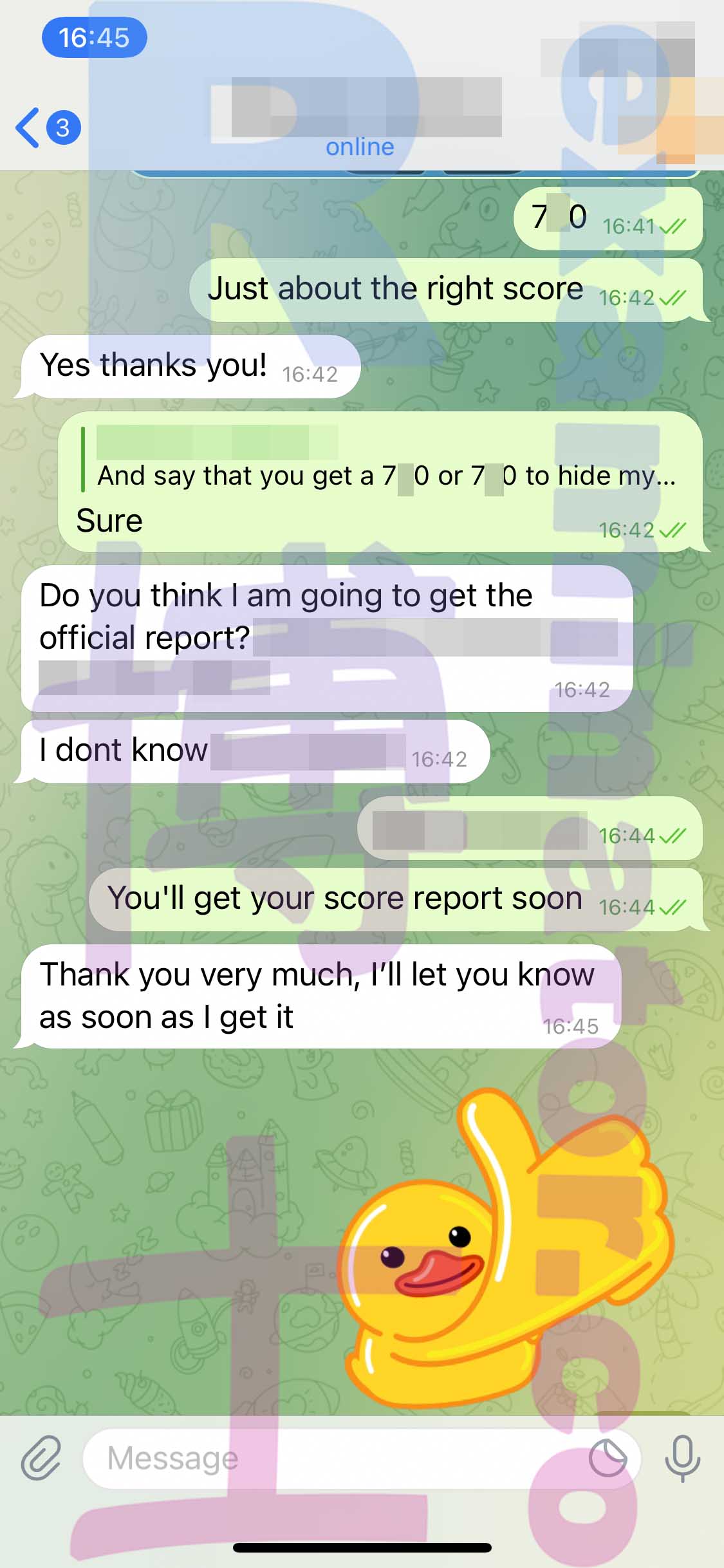 GMAT代考保分成功案例#306的与客户对话截图