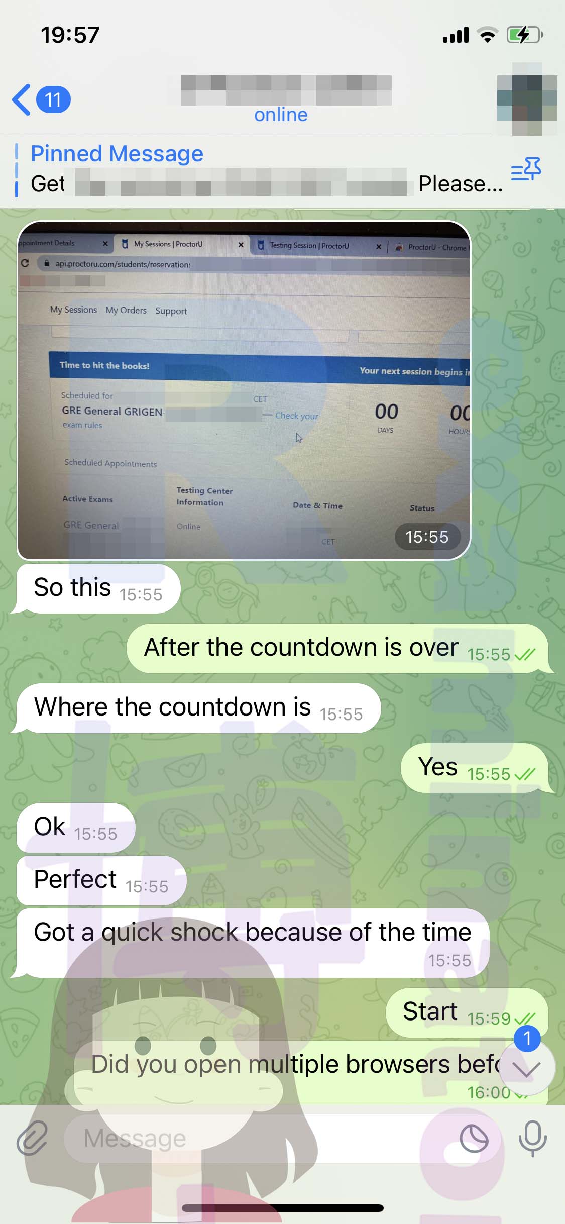 GRE代考保分成功案例#521的与客户对话截图