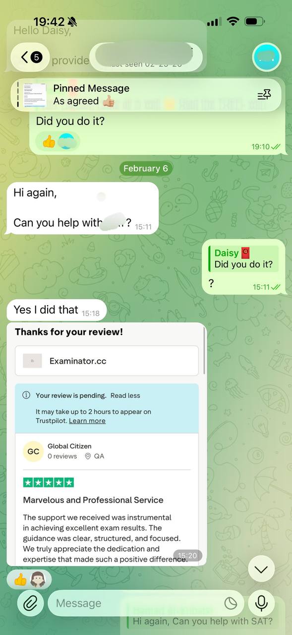 托福代考保分成功案例#724的与客户对话截图