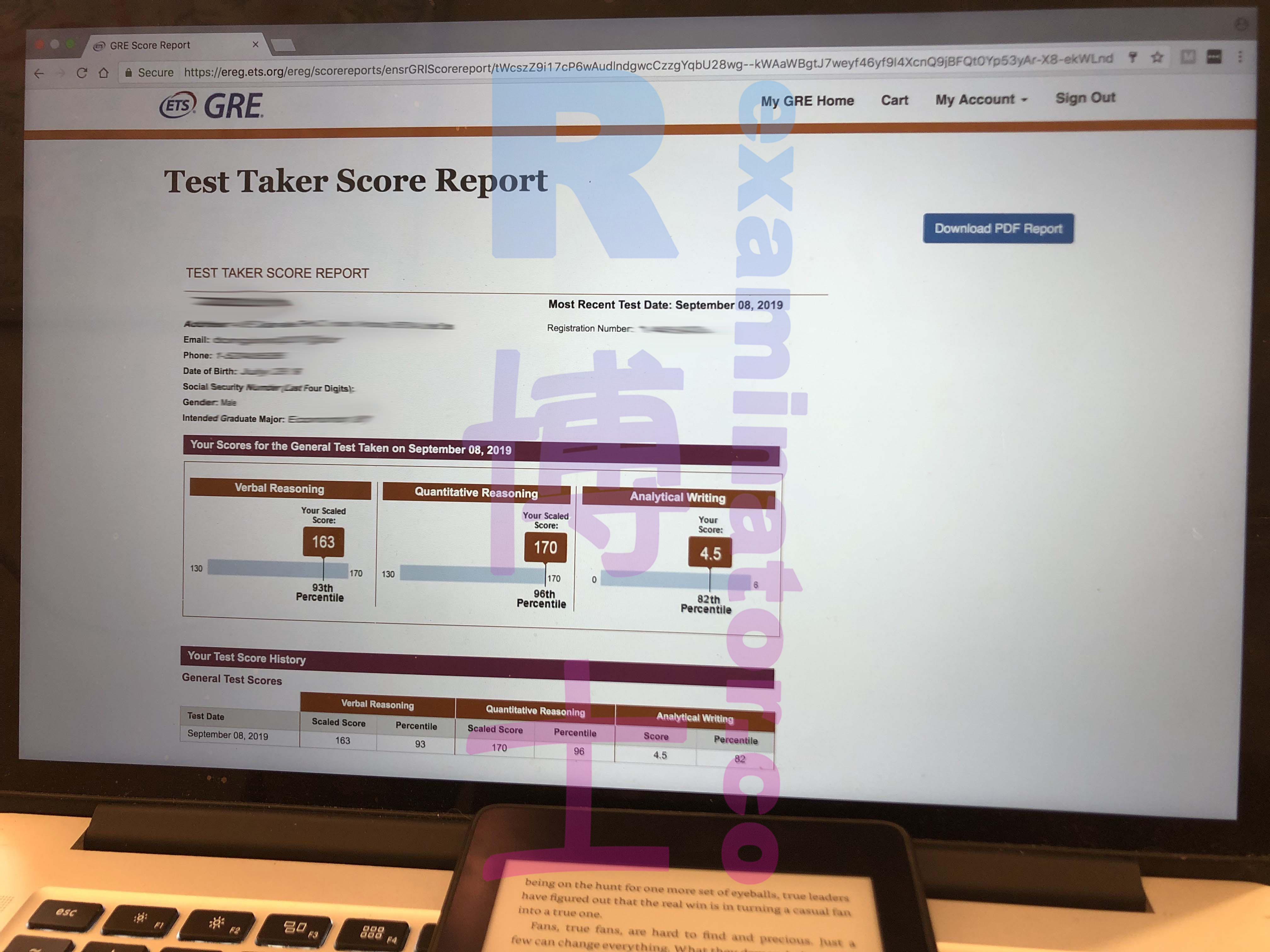 September 8, 2019 GRE cheating score 333 AW 4.5
