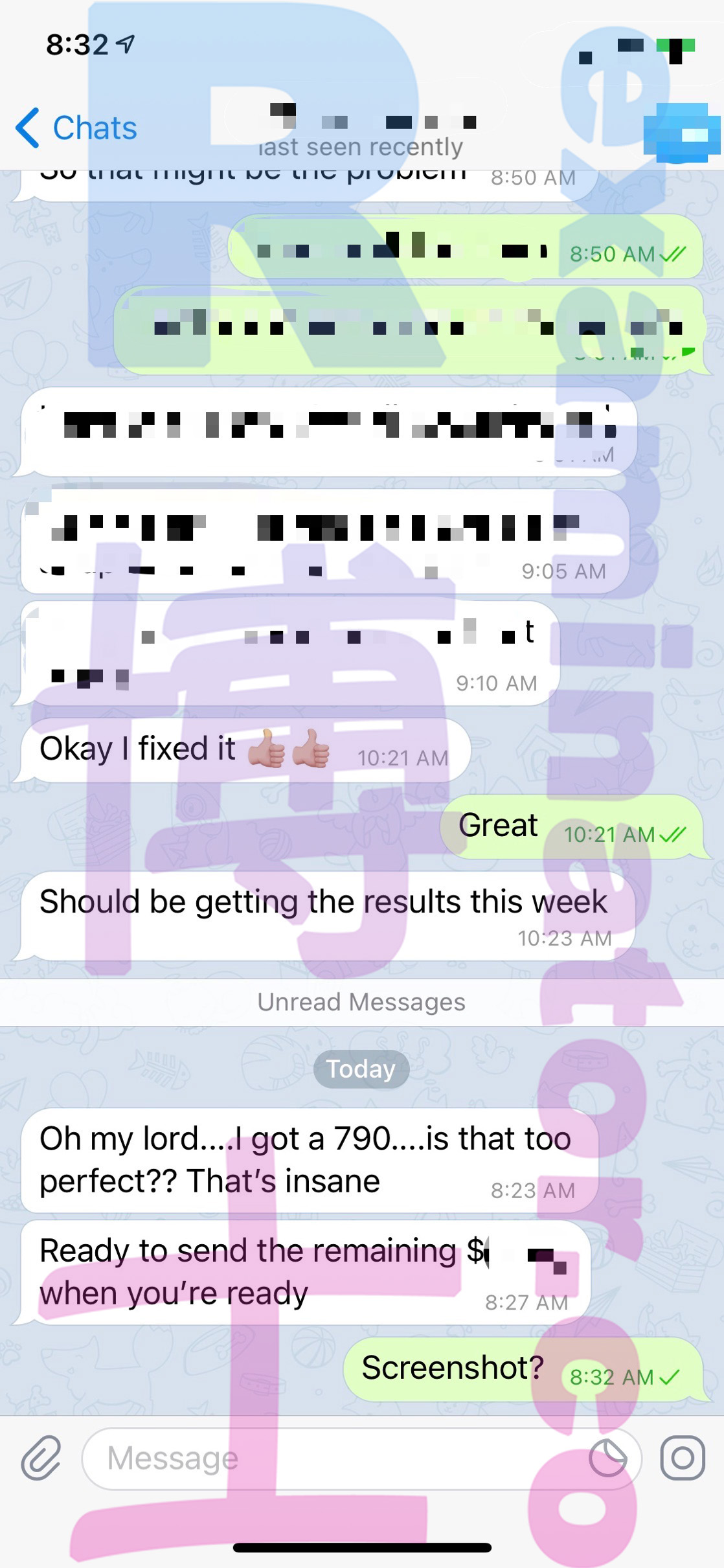GMAT代考保分成功案例#90的与客户对话截图