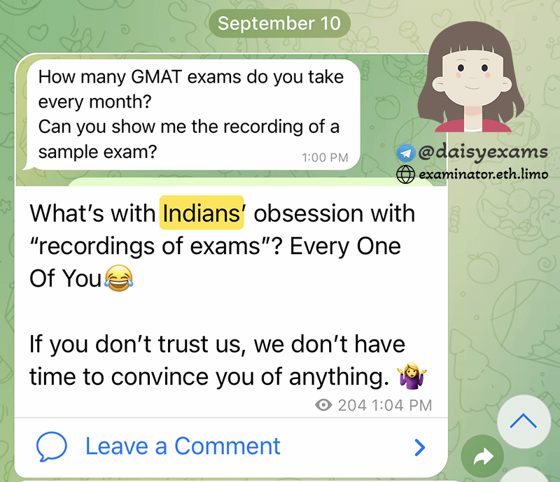 gre cheating indian difficult customer