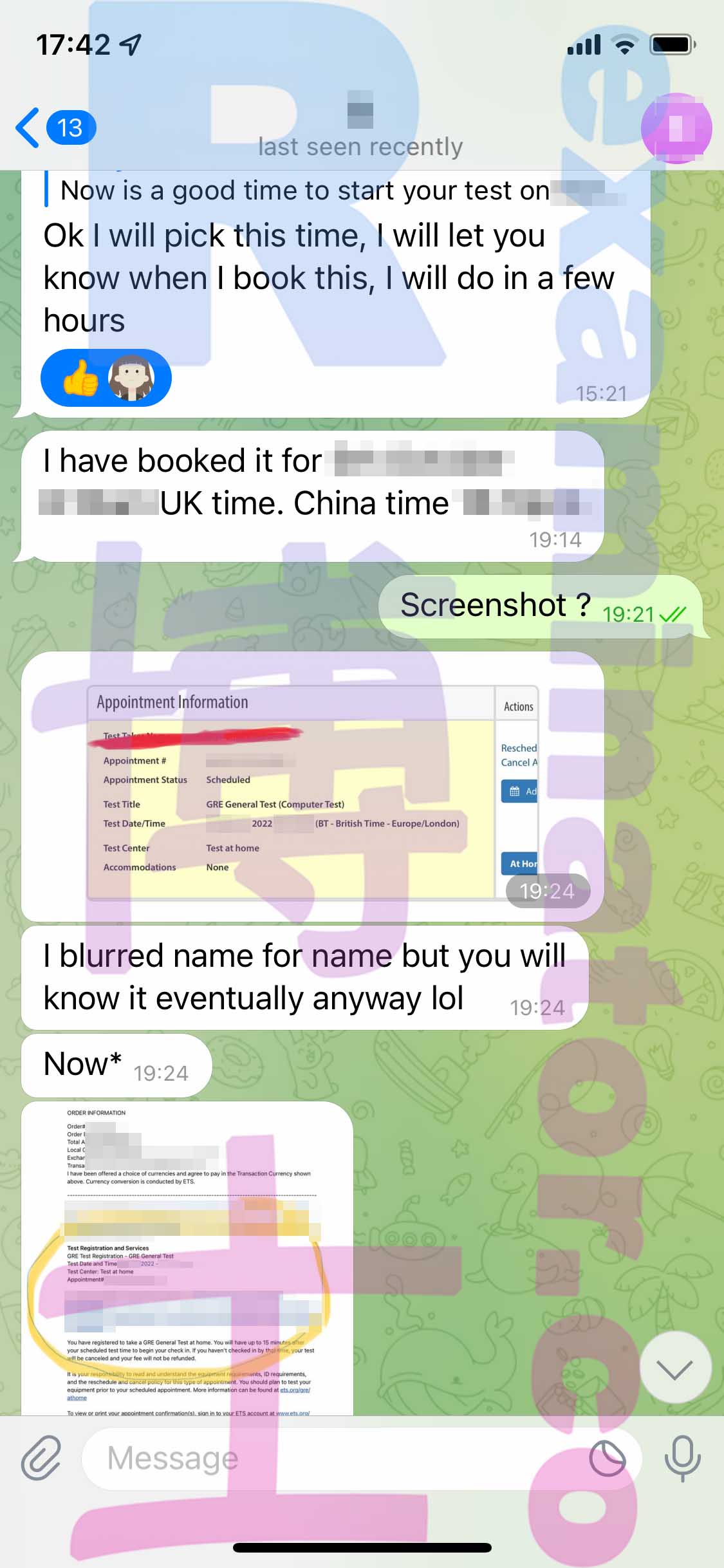 [GRE代考保分]成功案例#280的对话截图