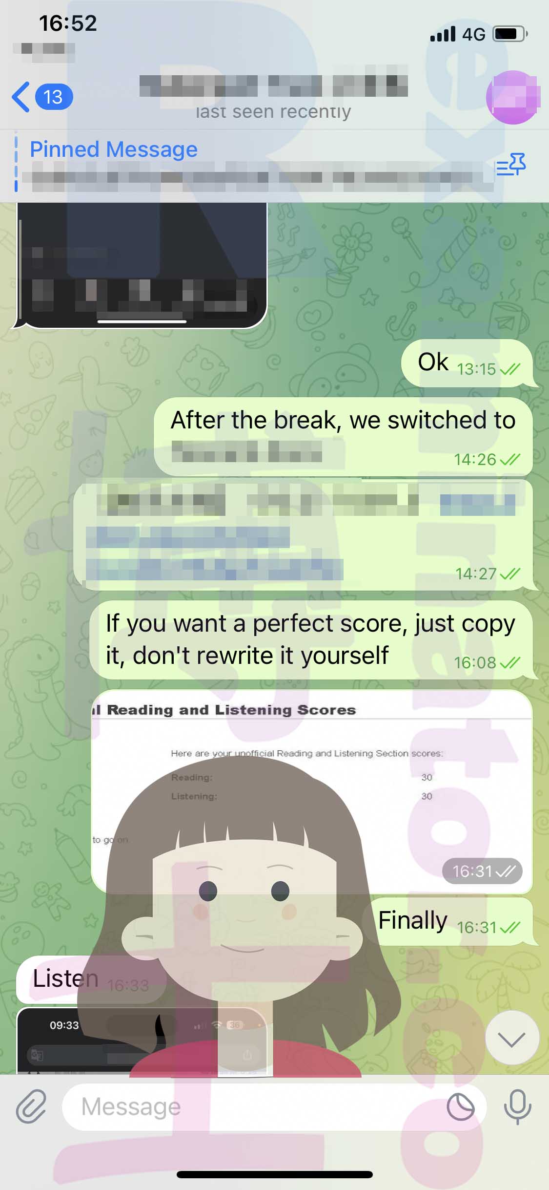 托福代考保分成功案例#489的与客户对话截图