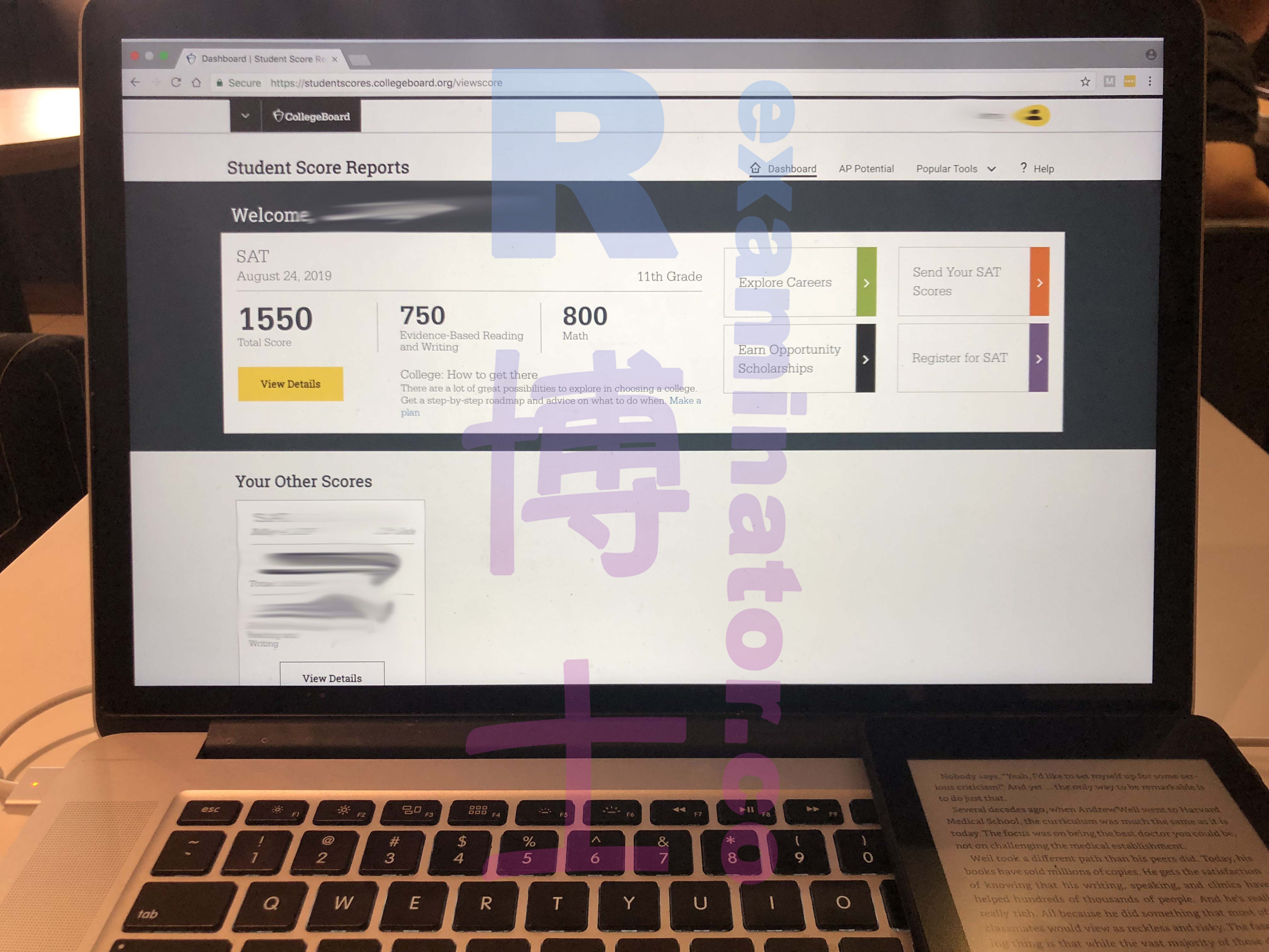 2019.08.24 SAT exam on behalf scored 1550.
