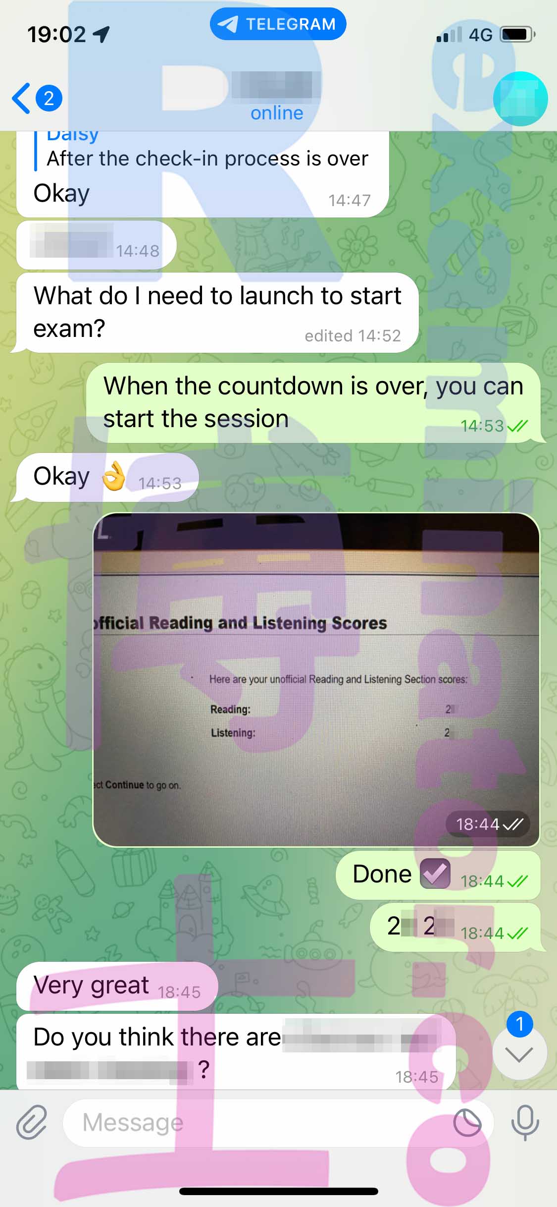 托福代考保分成功案例#421的与客户对话截图