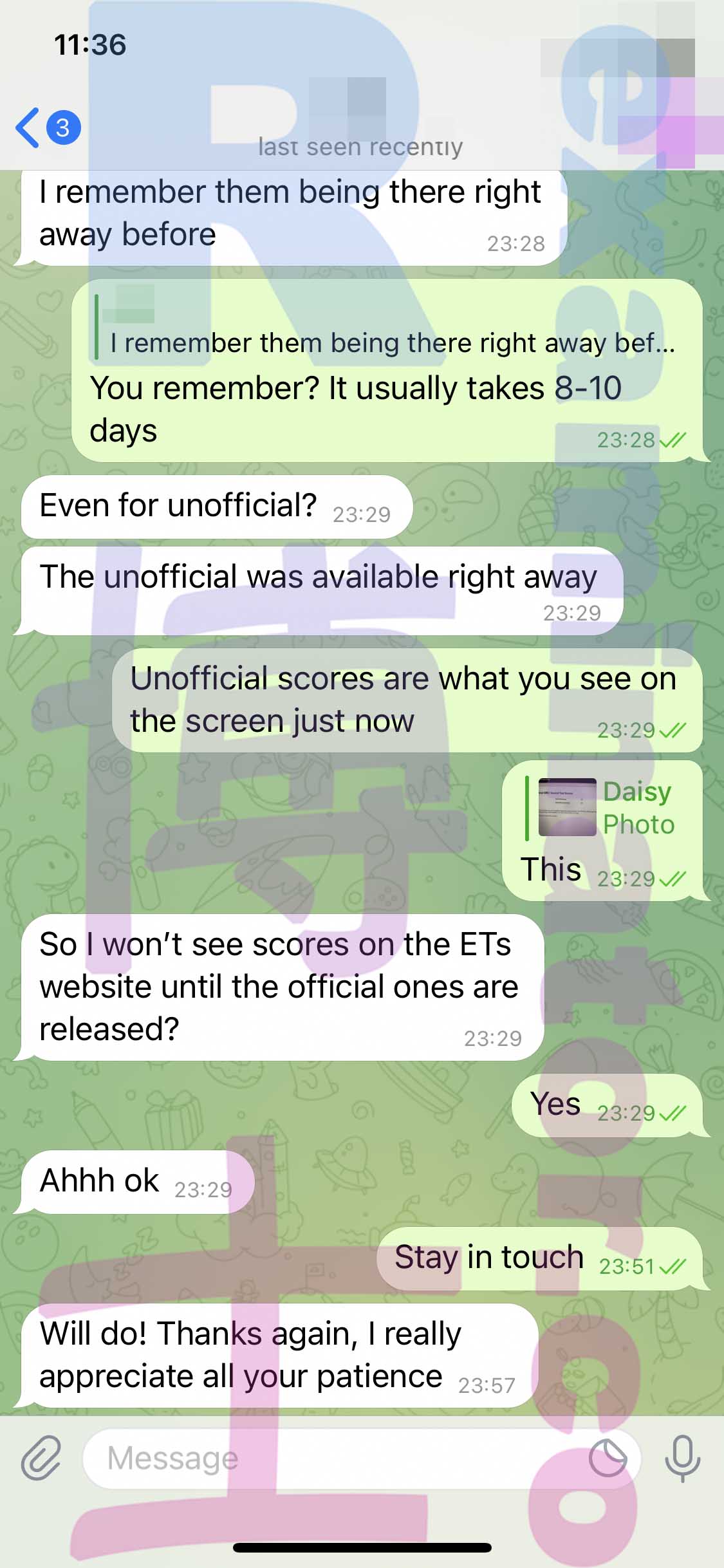 GRE代考保分成功案例#307的与客户对话截图