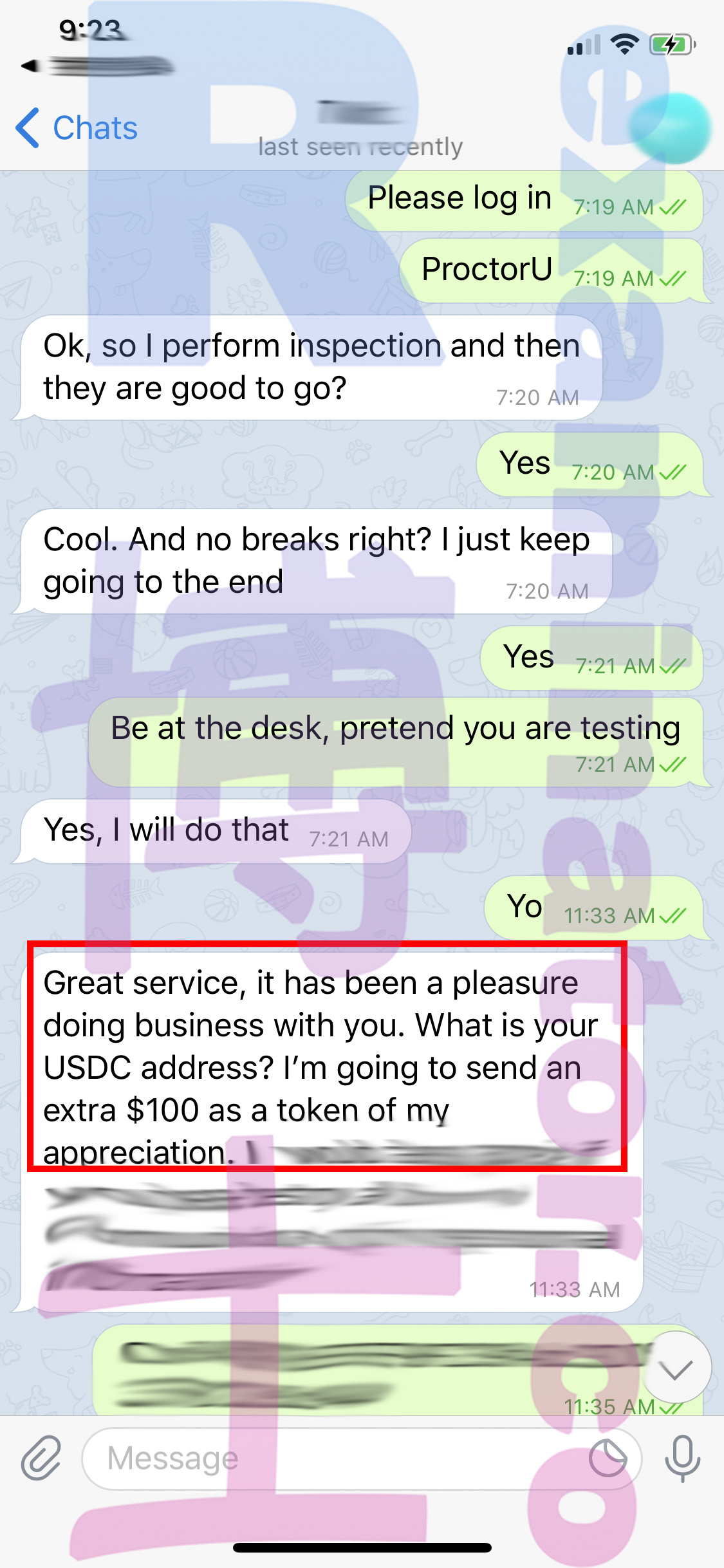 GRE代考保分成功案例#72的与客户对话截图