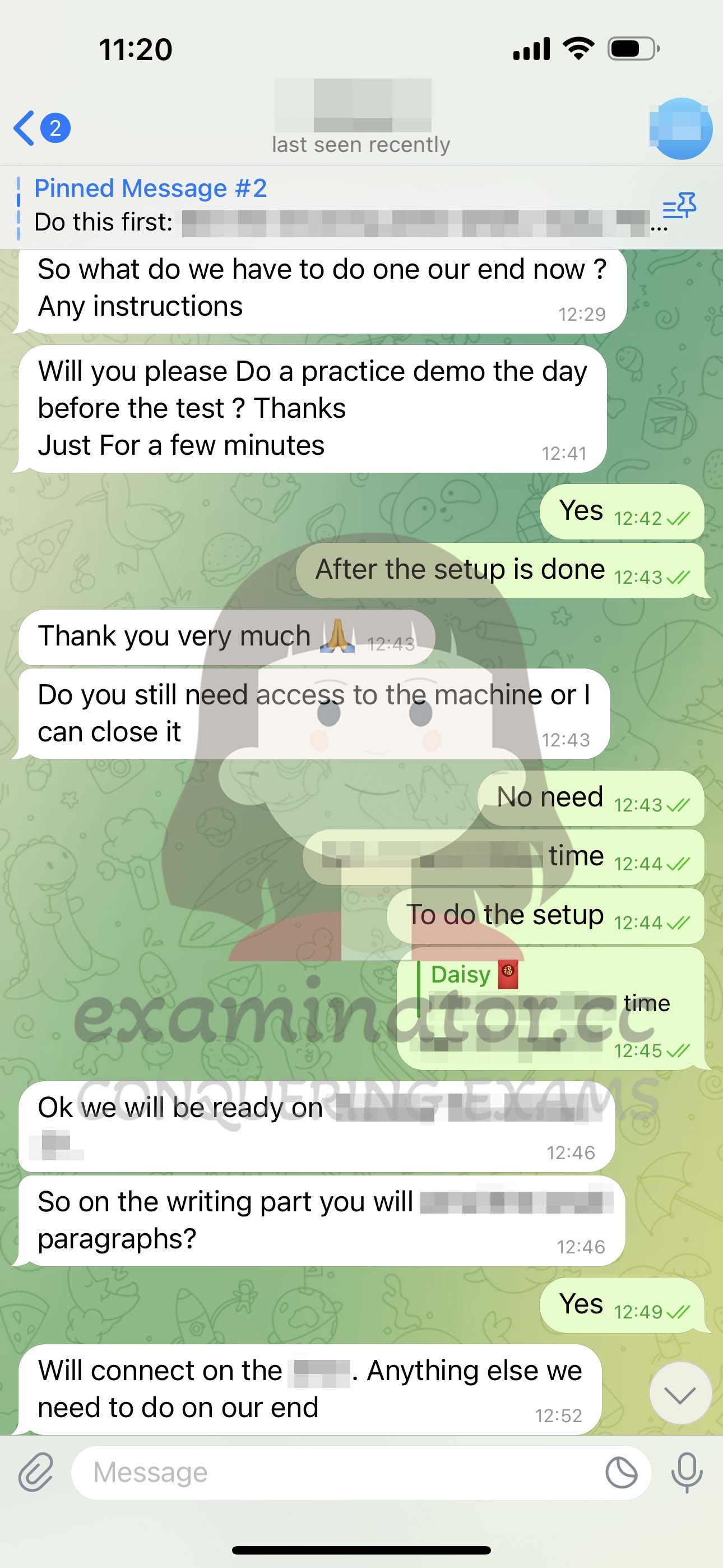 GRE代考保分成功案例#565的与客户对话截图